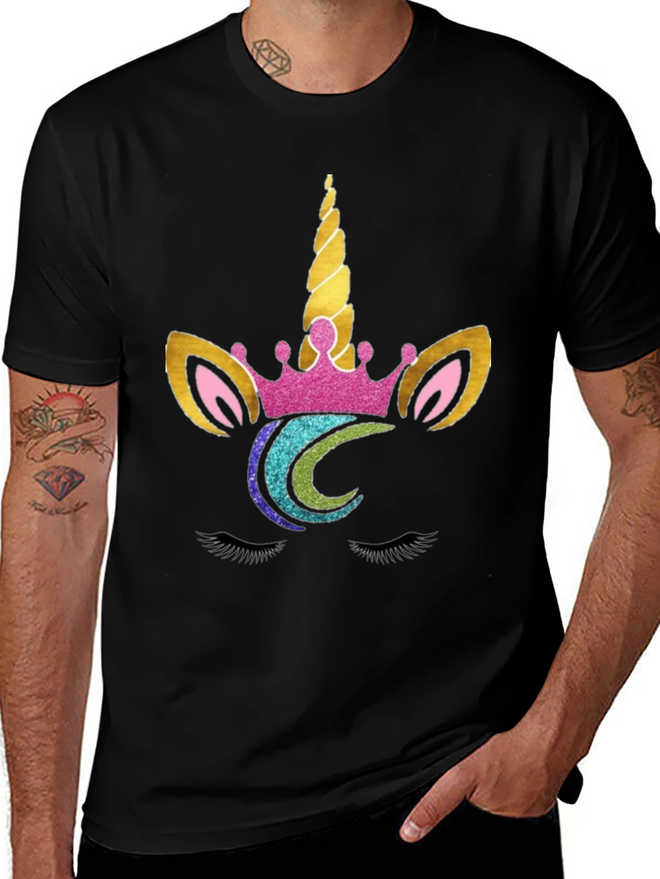 Unicorn Face Graphic Tee - Black