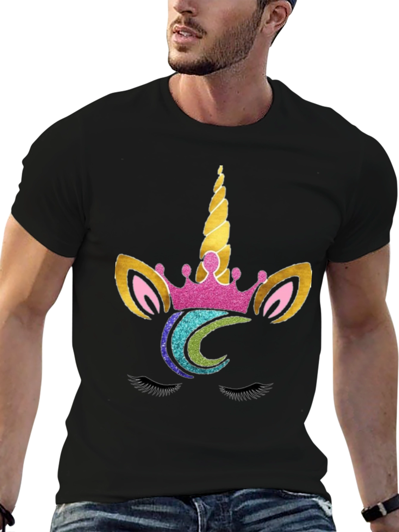 Unicorn Face Graphic Tee - Black