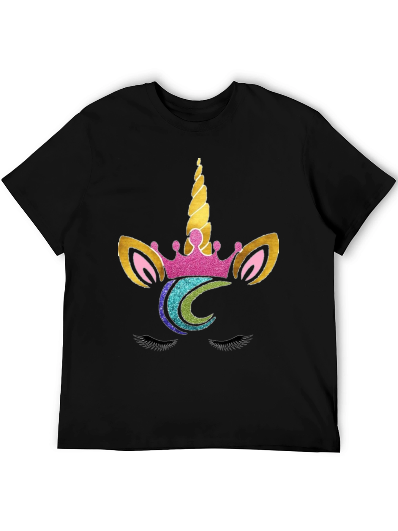 Unicorn Face Graphic Tee - Black