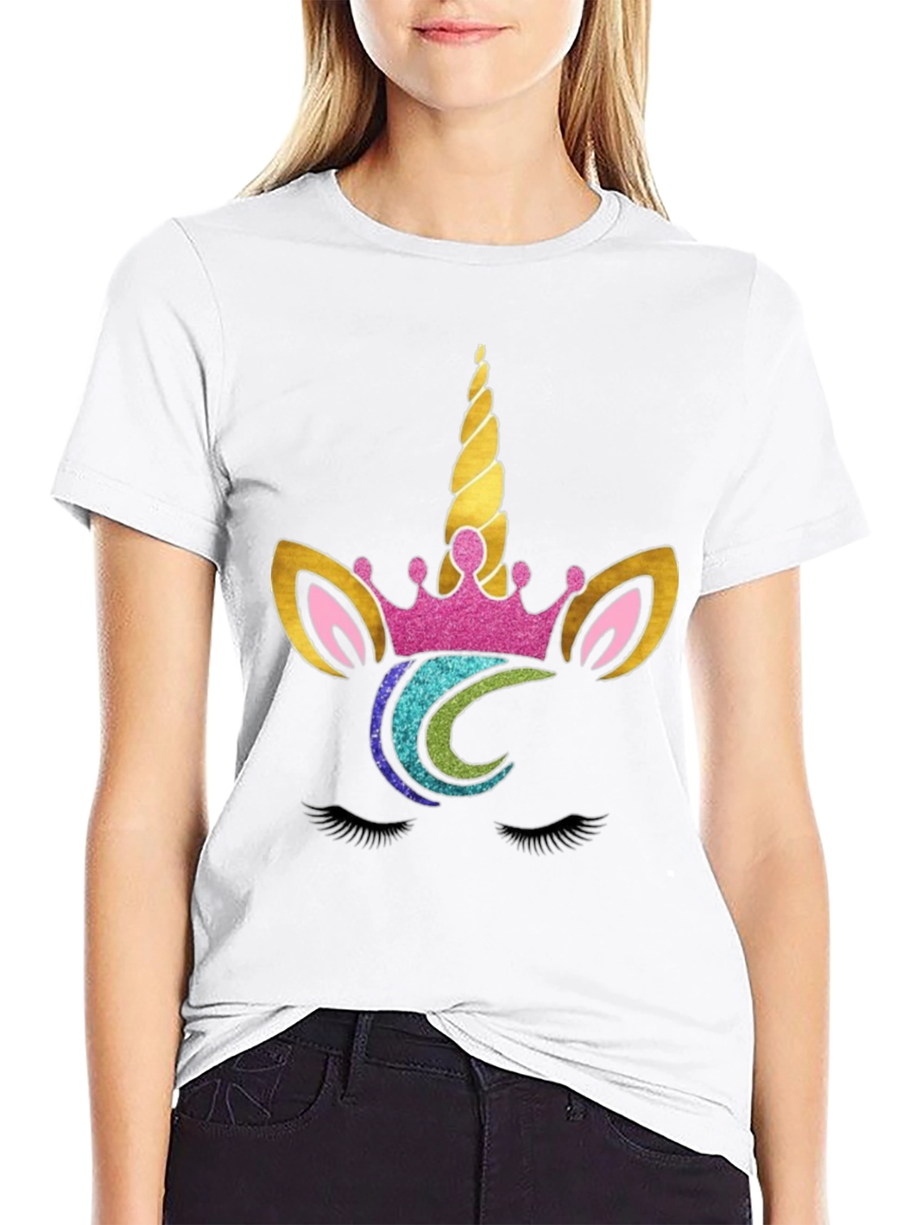 Unicorn Face Graphic Tee - Black