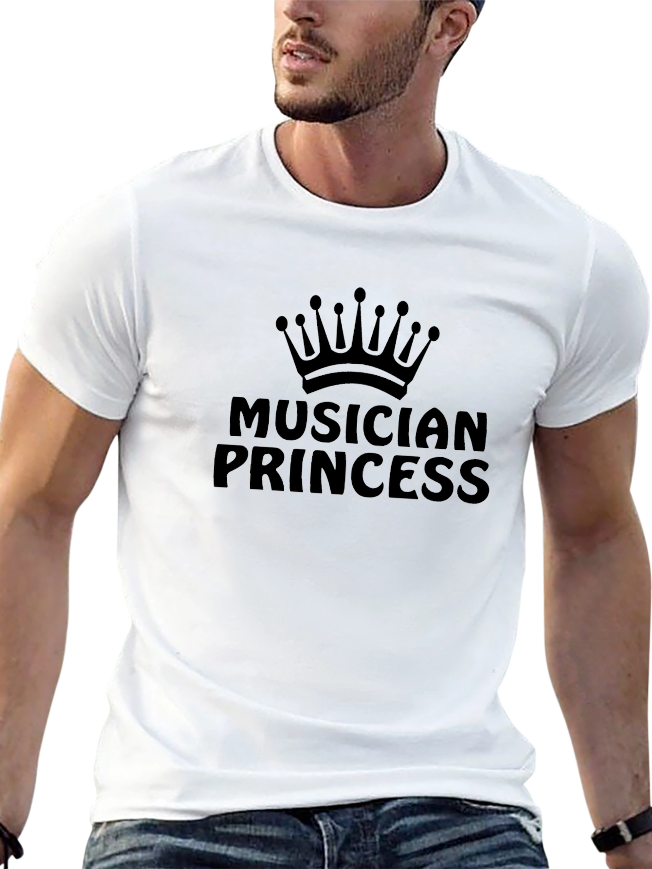 Musician Princess Graphic T-Shirt - Black Crew Neck Tee