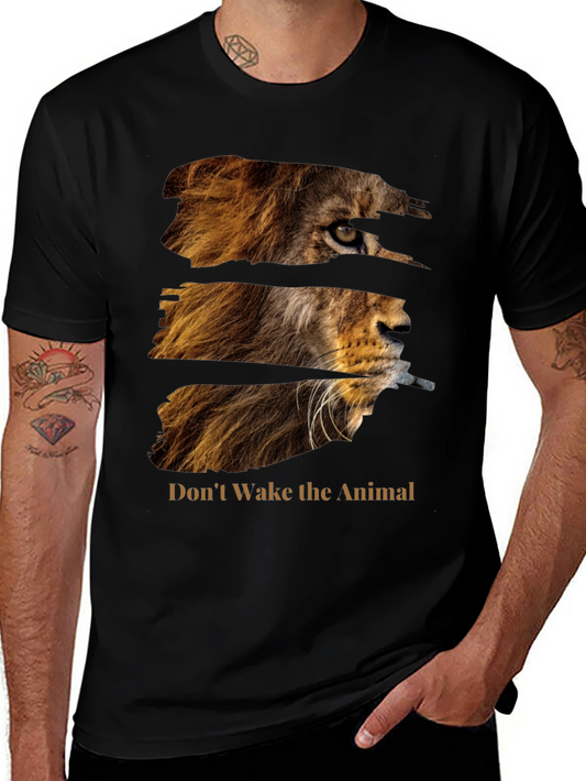 Lion Graphic Print Black T-Shirt - Dont Wake the Animal