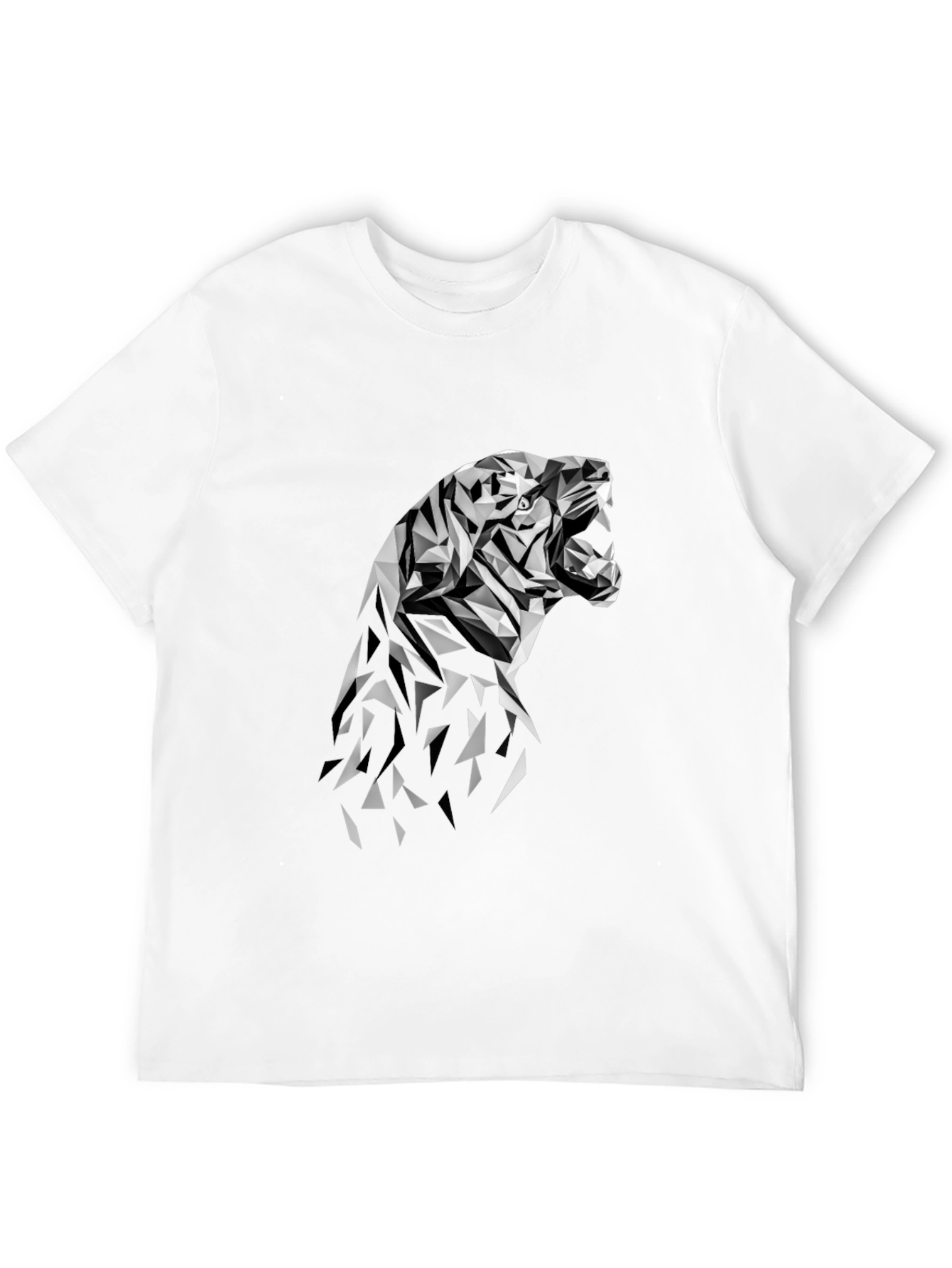 Geometric Tiger Graphic Tee - Modern Black T-Shirt