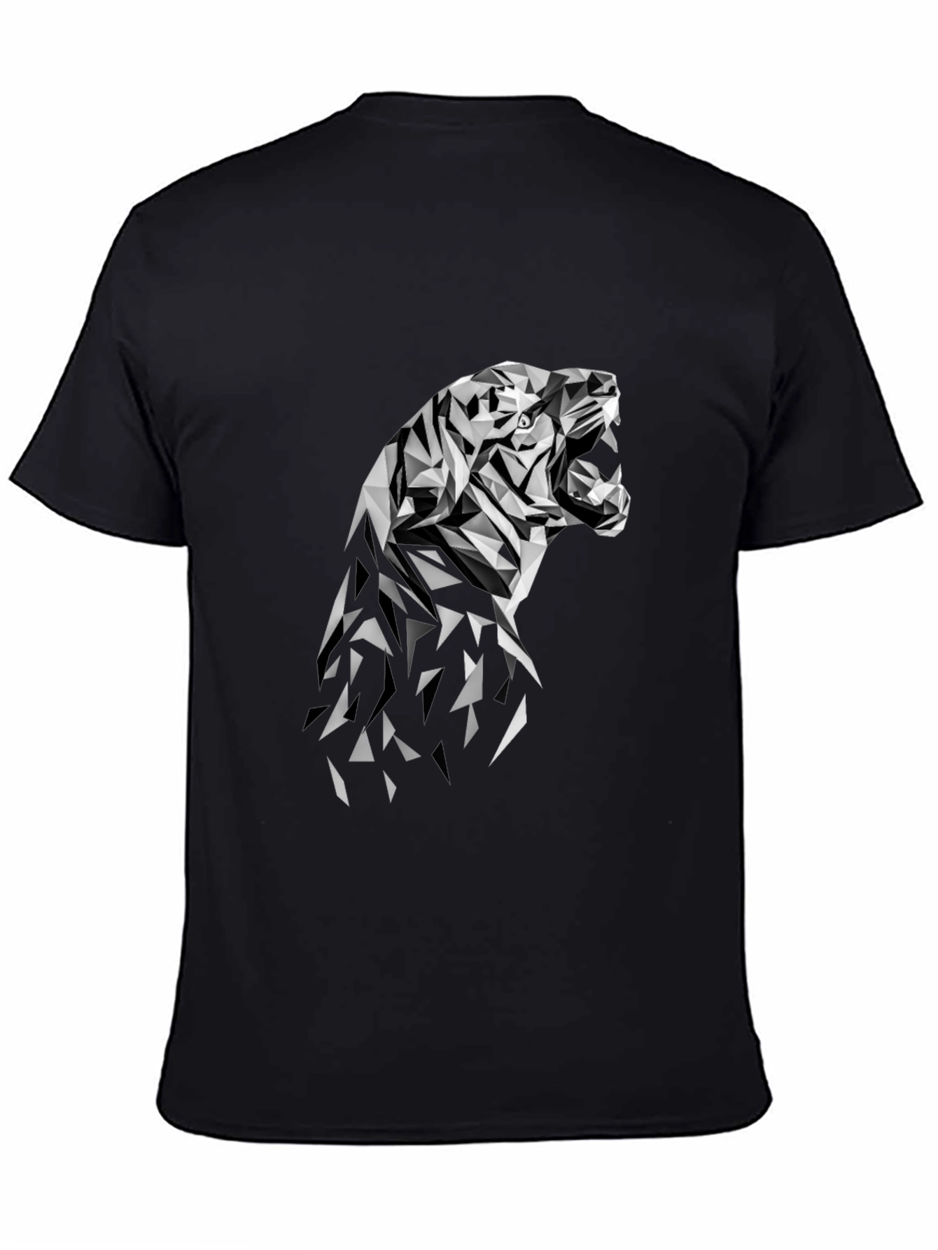Geometric Tiger Graphic Tee - Modern Black T-Shirt