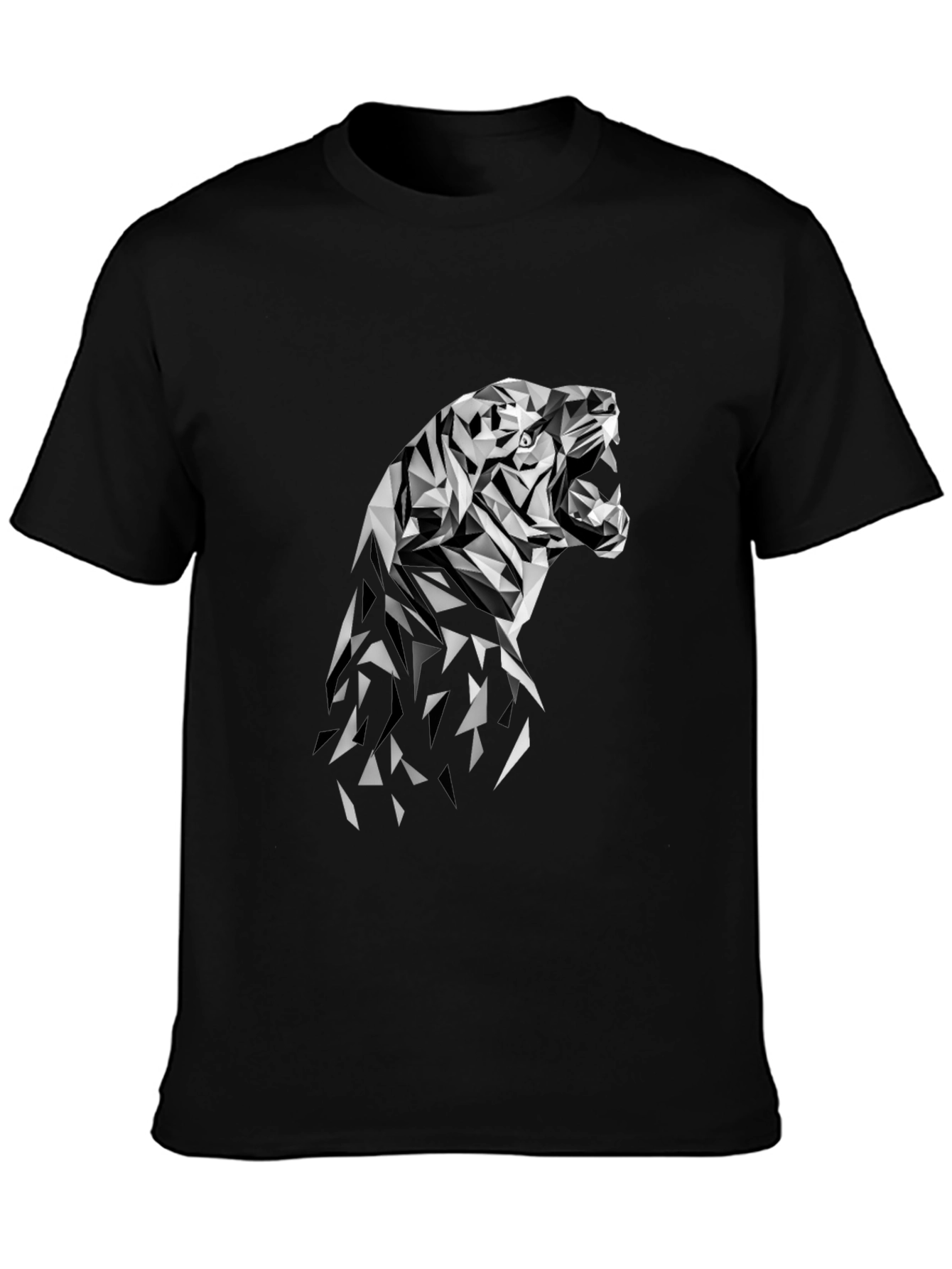 Geometric Tiger Graphic Tee - Modern Black T-Shirt