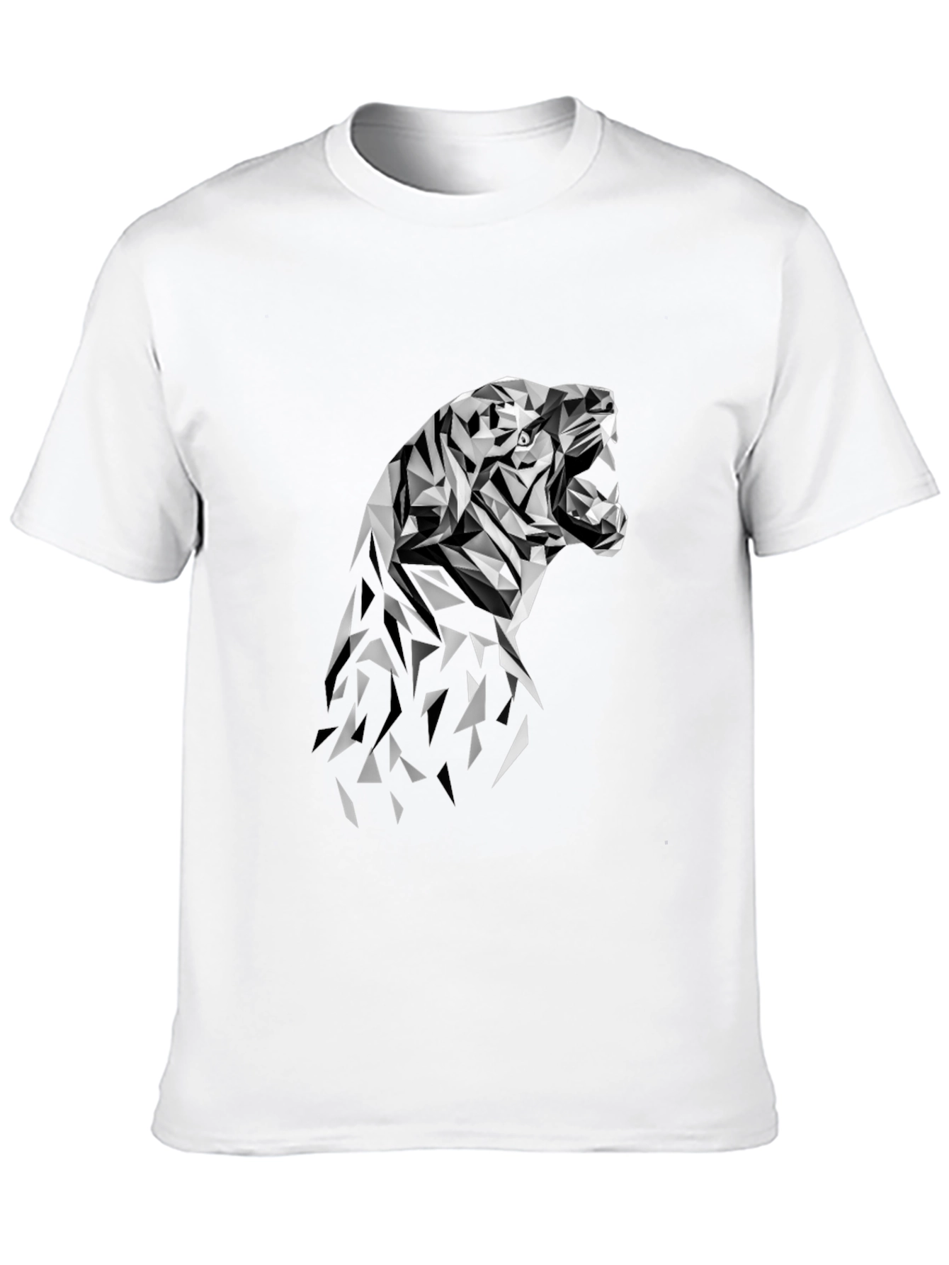 Geometric Tiger Graphic Tee - Modern Black T-Shirt