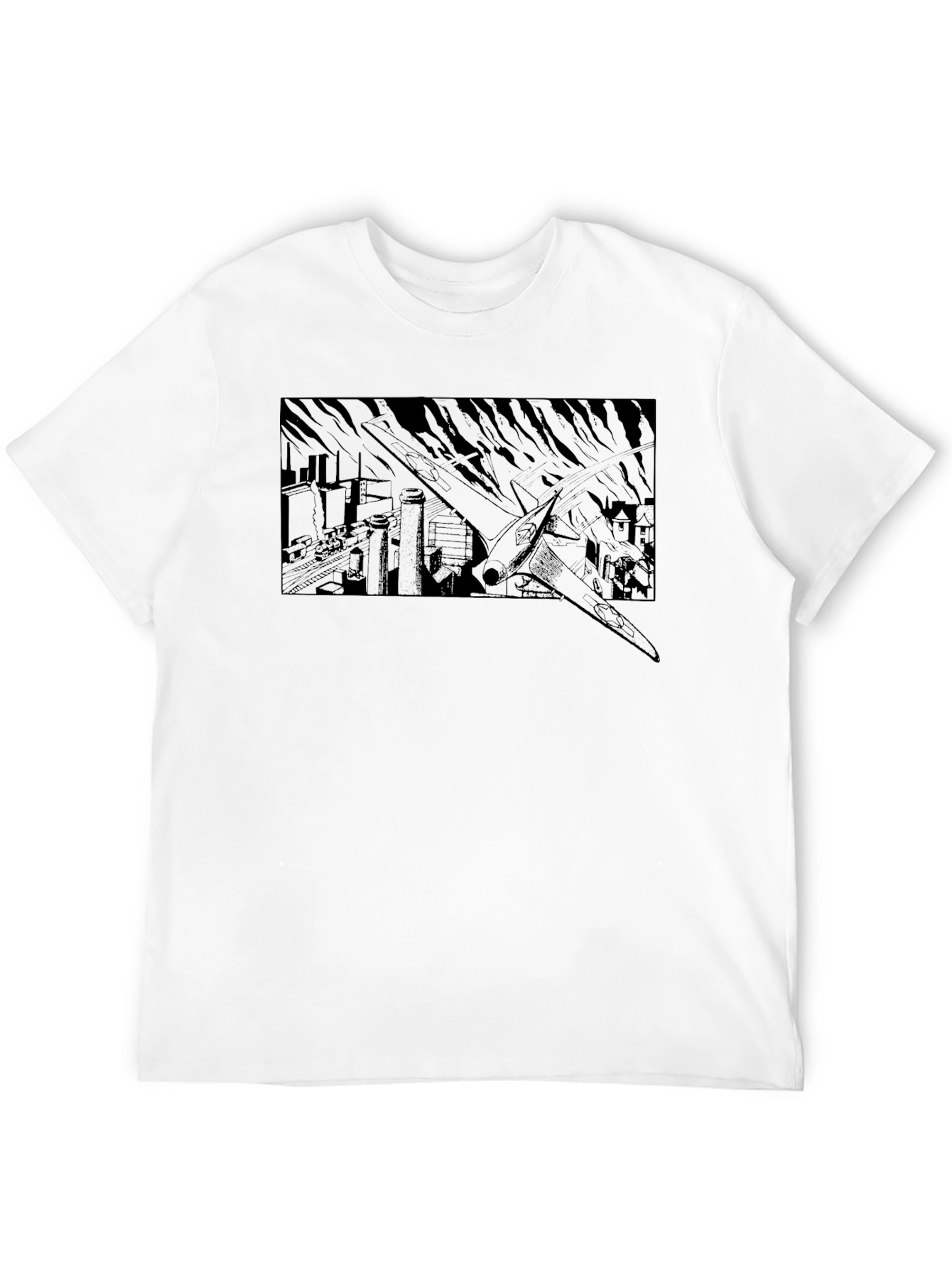 Retro Anime Cityscape Graphic Tee - Black