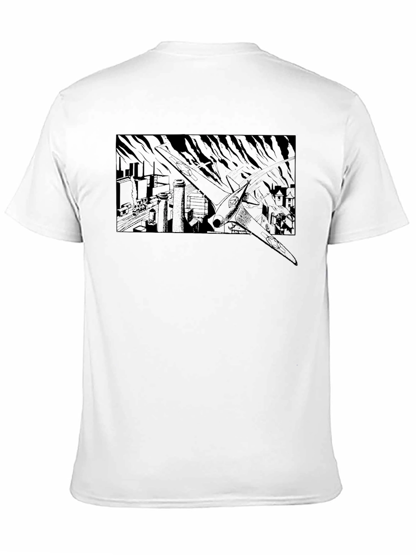 Retro Anime Cityscape Graphic Tee - Black