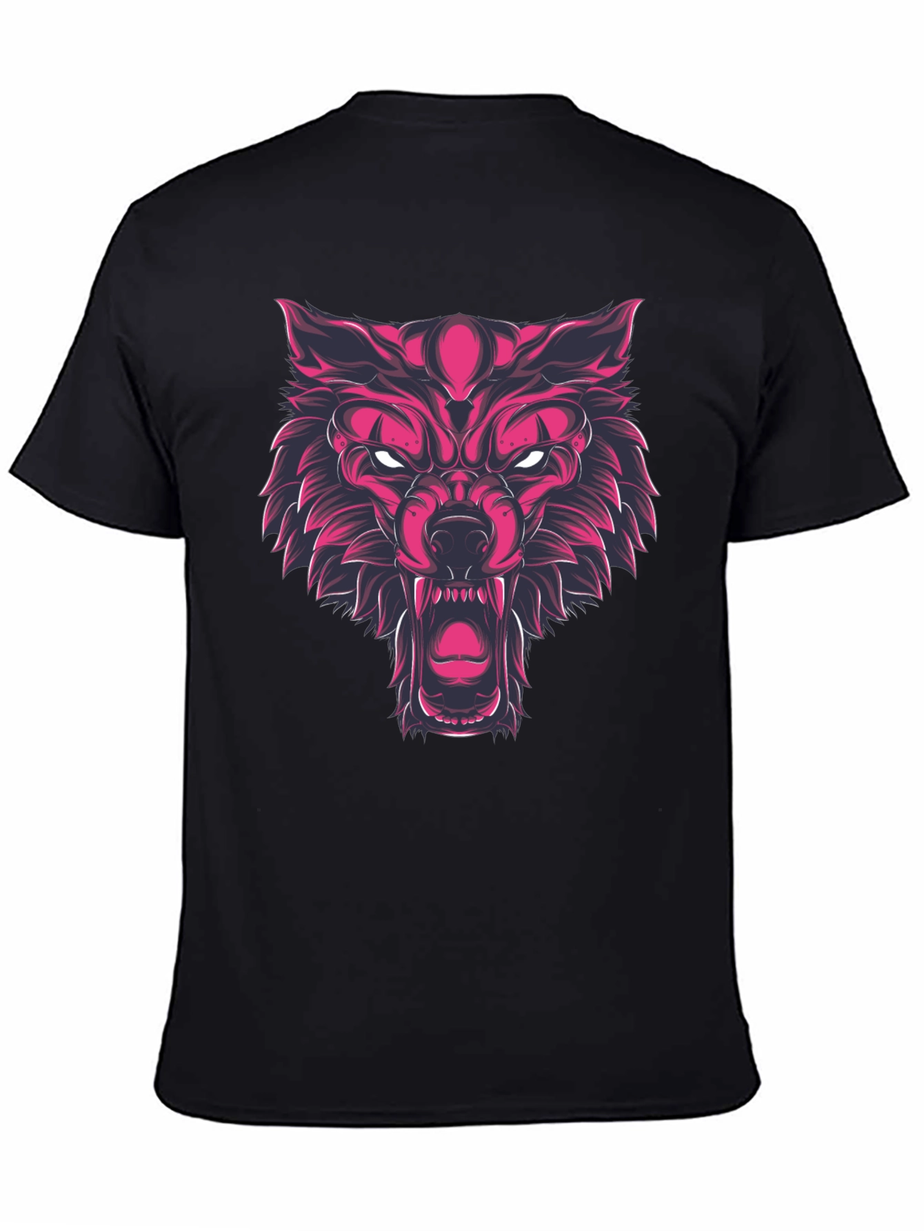 Fierce Wolf Graphic Print Black T-Shirt