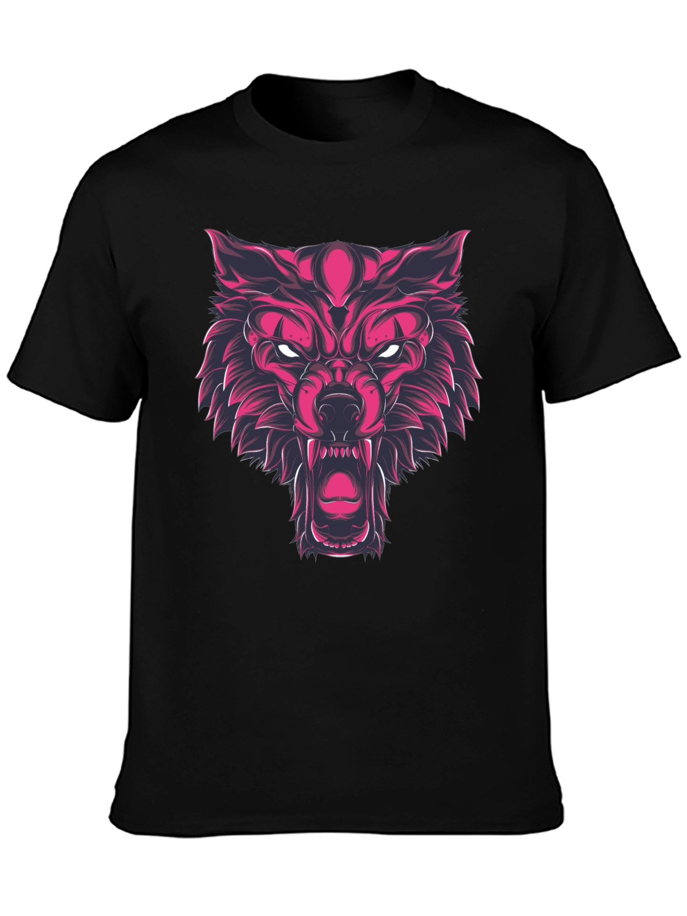 Fierce Wolf Graphic Print Black T-Shirt