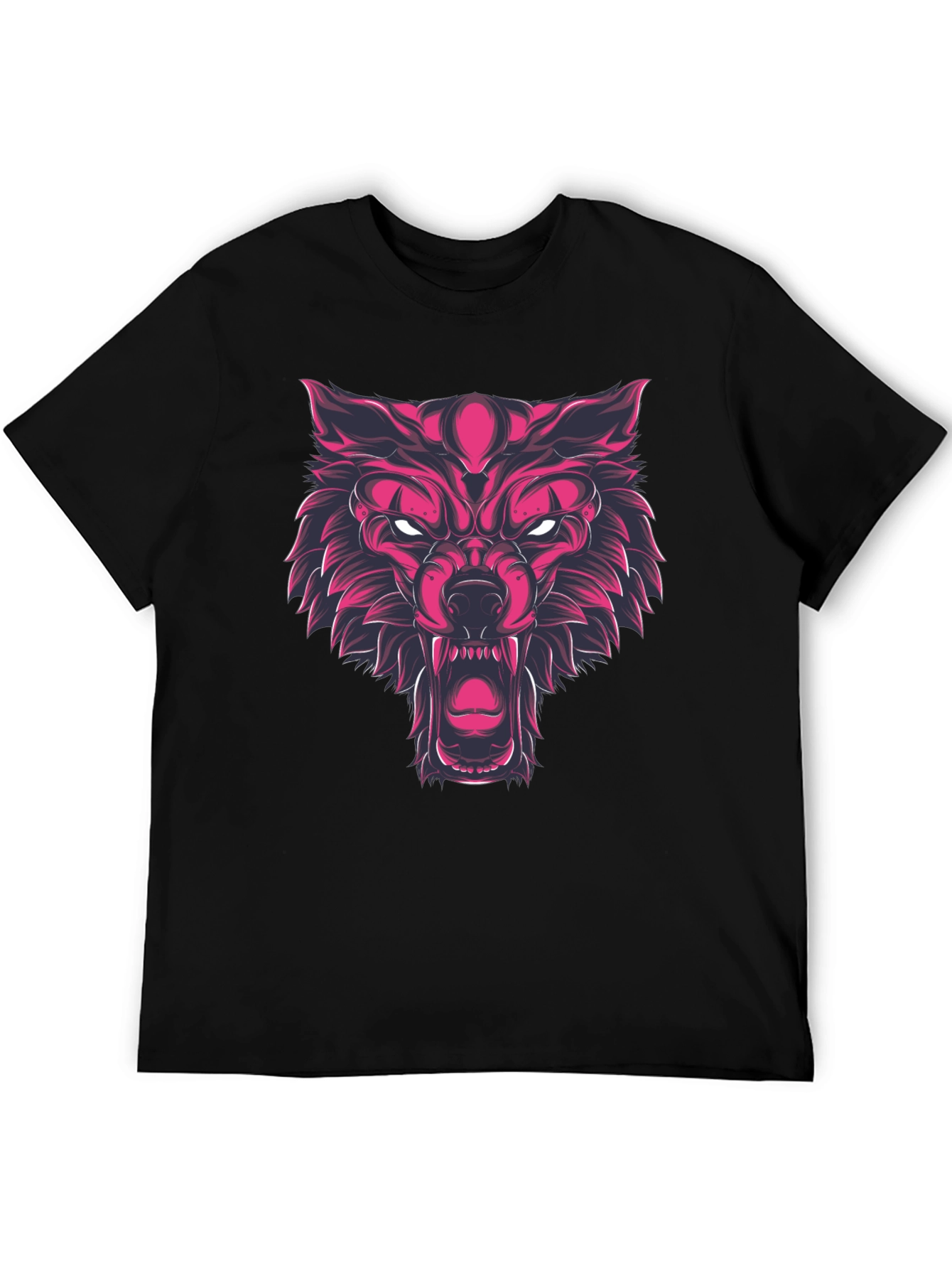 Fierce Wolf Graphic Print Black T-Shirt