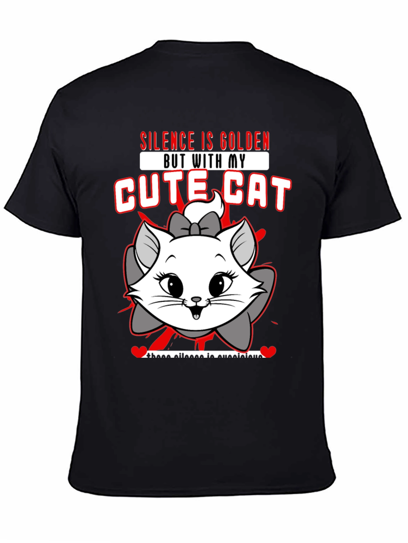 Cute Cat Graphic Tee - Silence is Golden