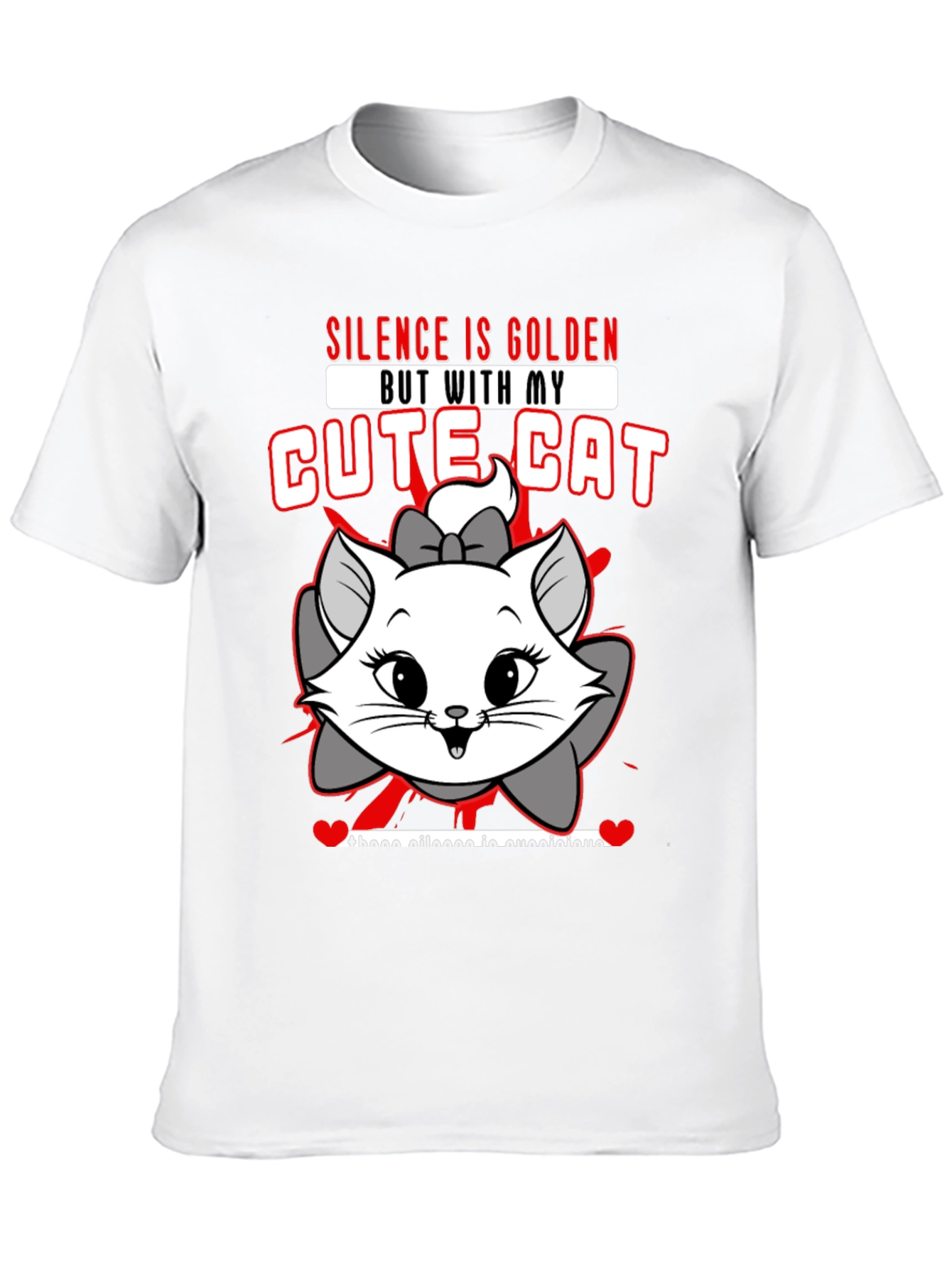 Cute Cat Graphic Tee - Silence is Golden