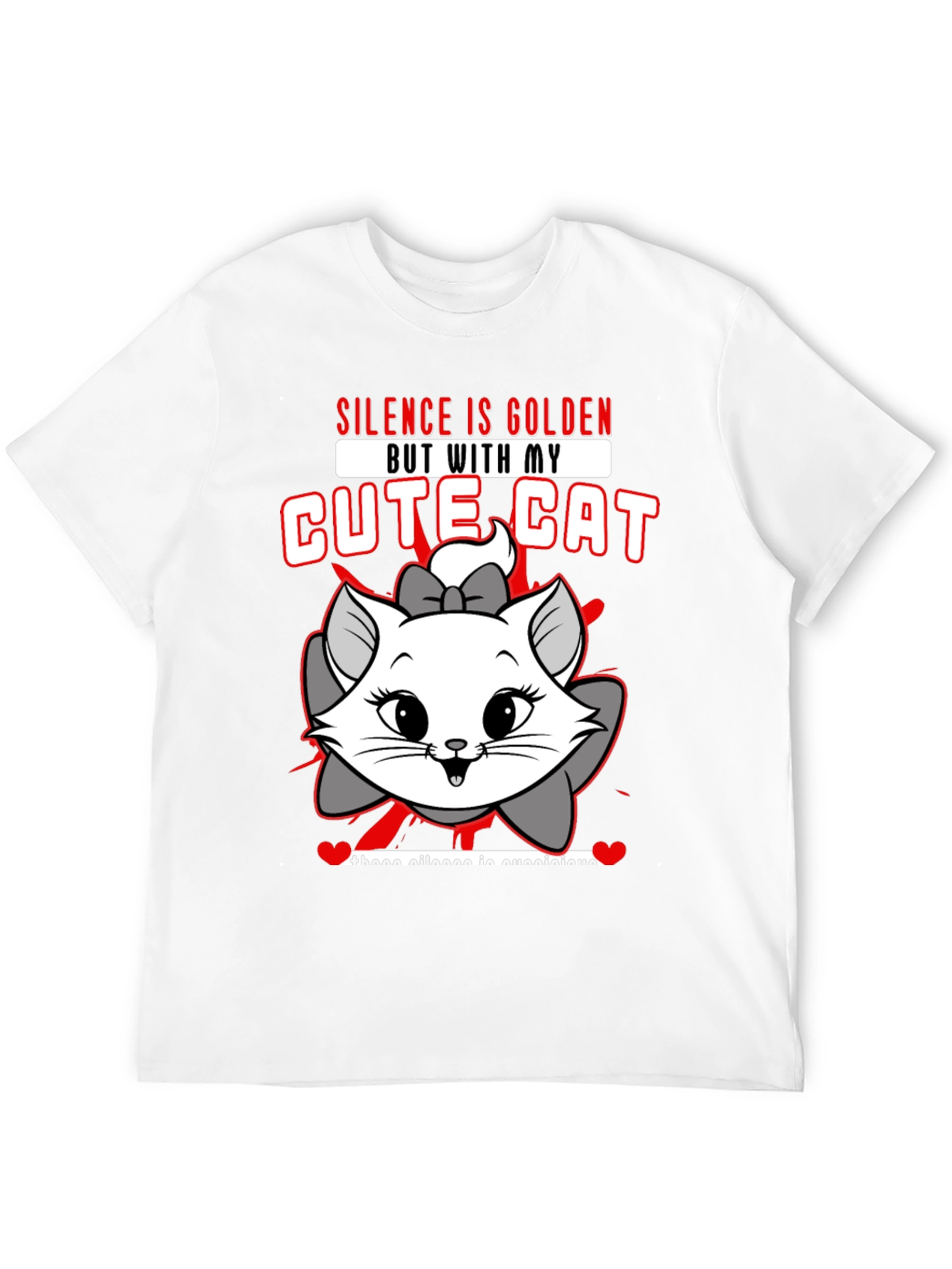 Cute Cat Graphic Tee - Silence is Golden
