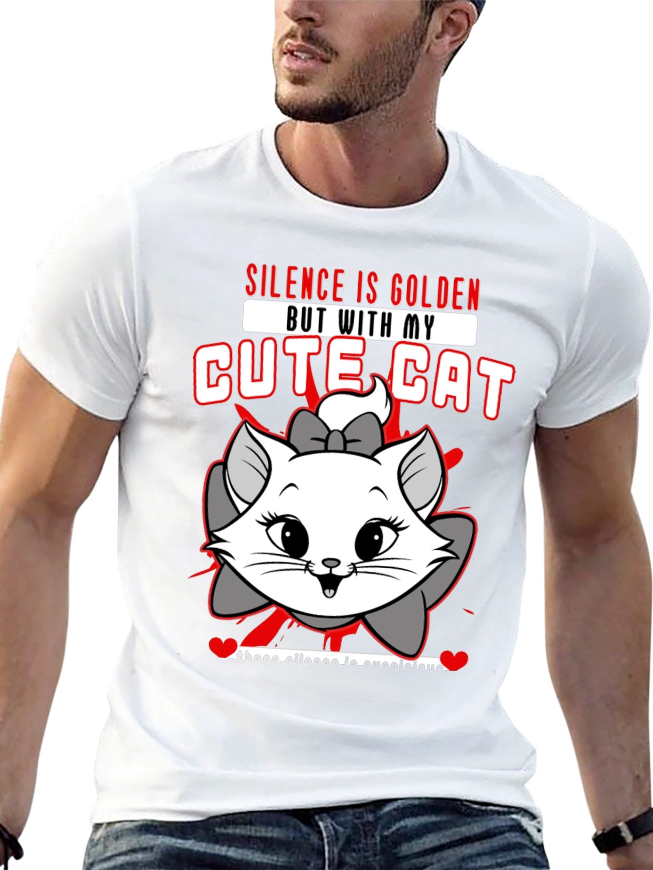 Cute Cat Graphic Tee - Silence is Golden