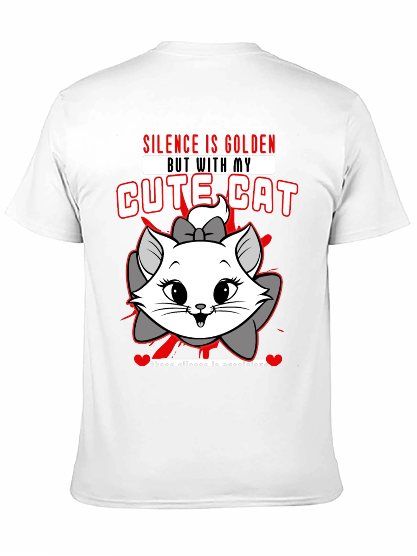 Cute Cat Graphic Tee - Silence is Golden