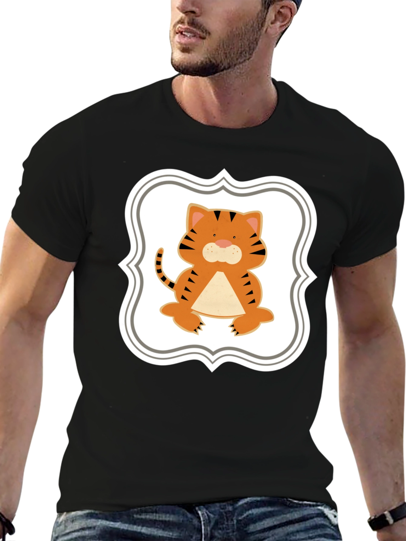Cute Tiger Graphic Tee - Black Unisex Shirt