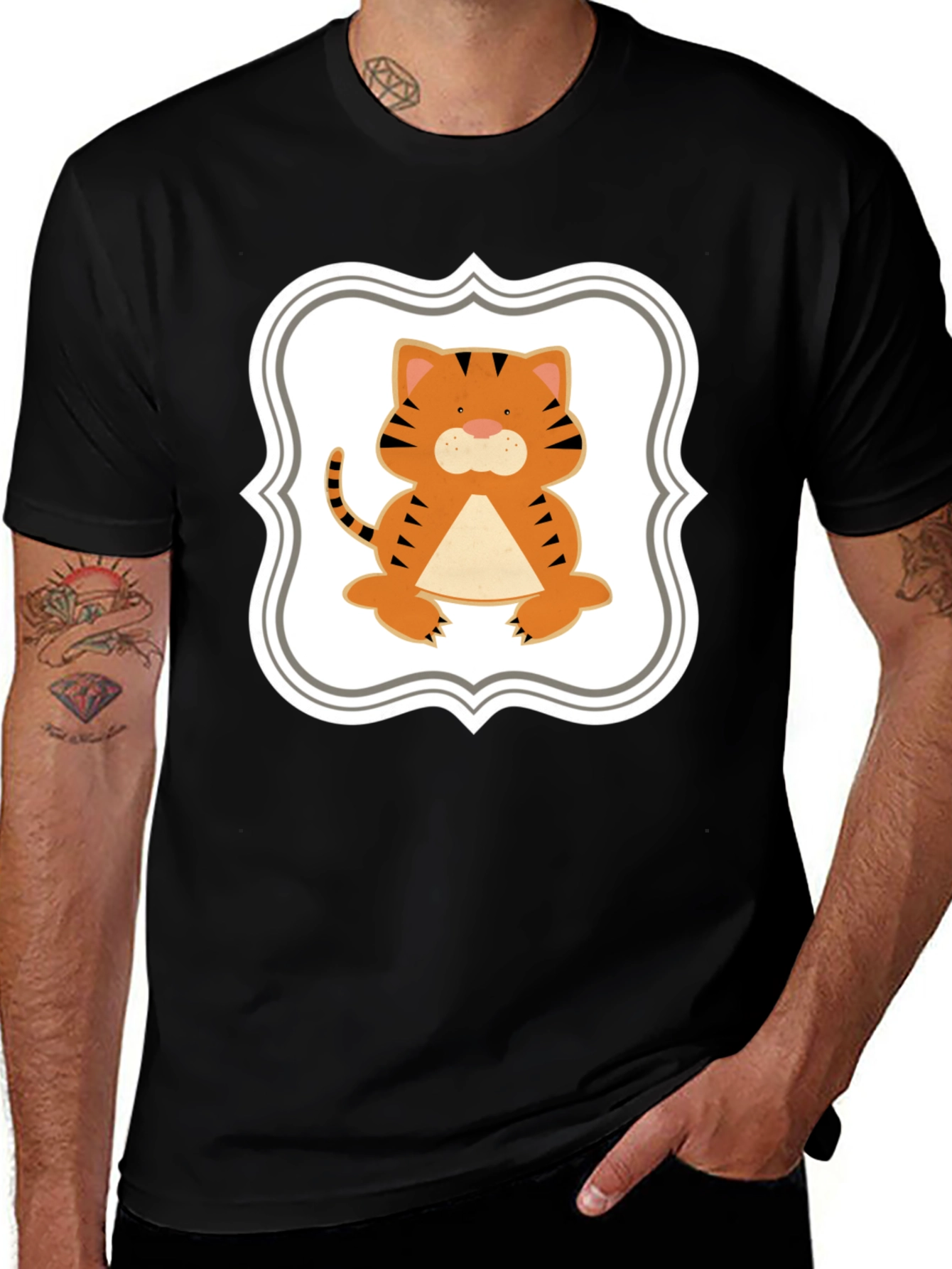 Cute Tiger Graphic Tee - Black Unisex Shirt