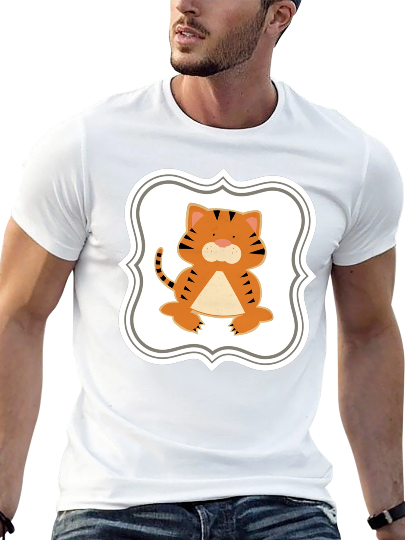 Cute Tiger Graphic Tee - Black Unisex Shirt