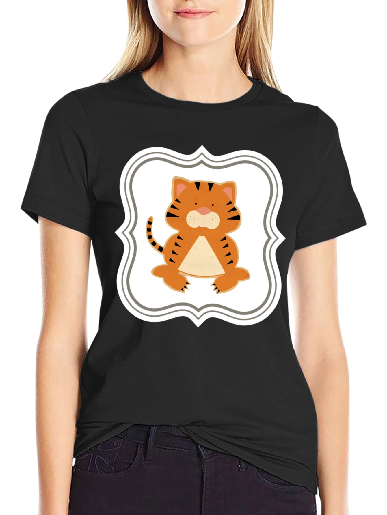 Cute Tiger Graphic Tee - Black Unisex Shirt