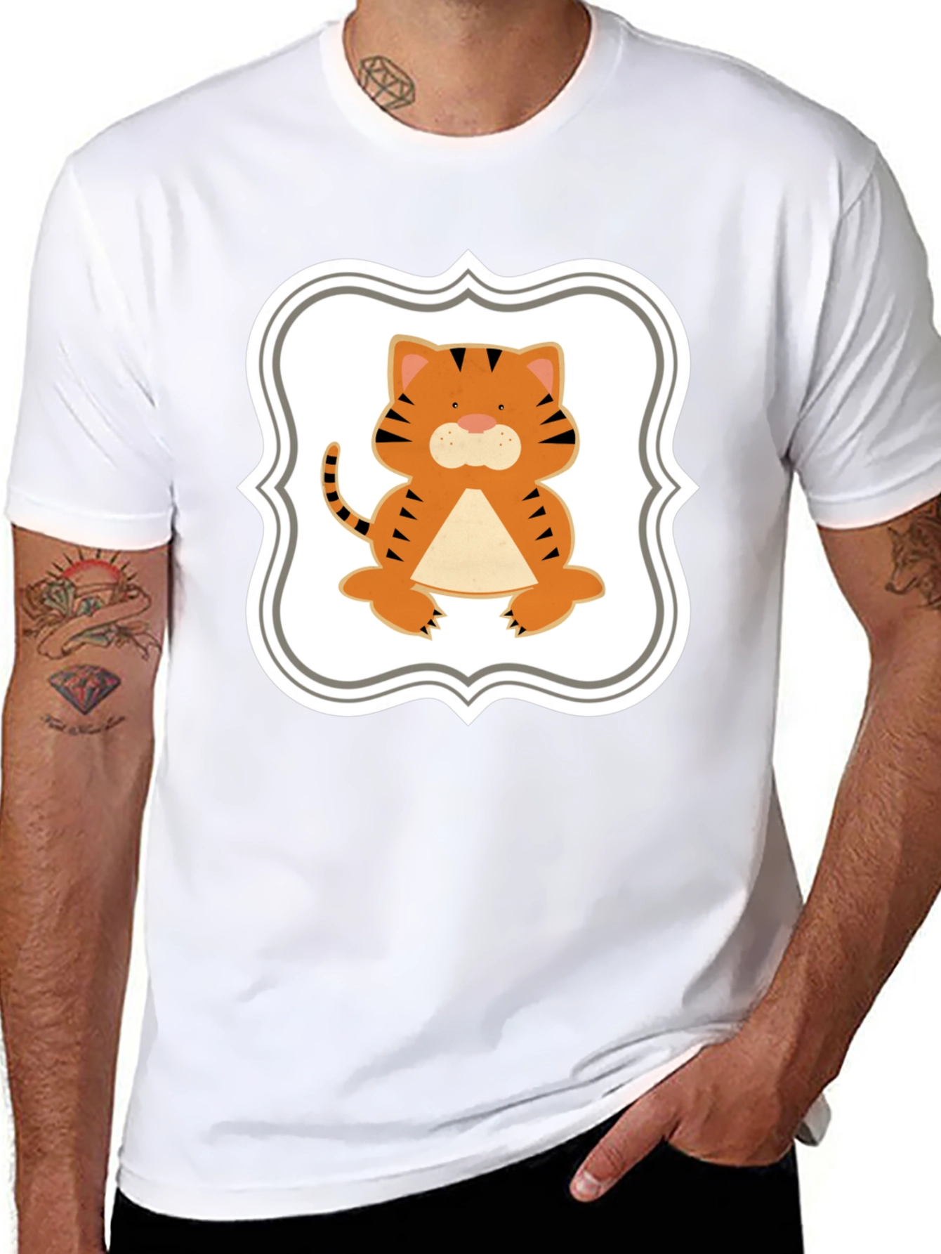 Cute Tiger Graphic Tee - Black Unisex Shirt