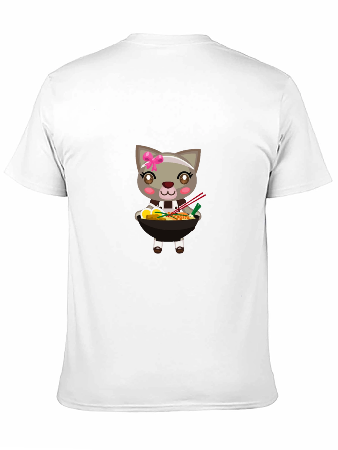 Cute Cat Ramen Bowl T-Shirt - Black