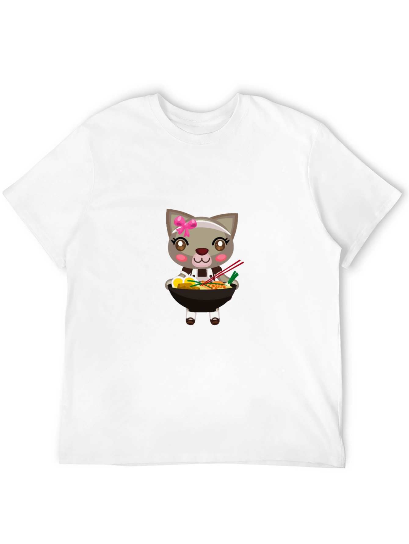 Cute Cat Ramen Bowl T-Shirt - Black