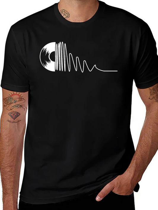Vinyl Record Wave Graphic T-Shirt - Black