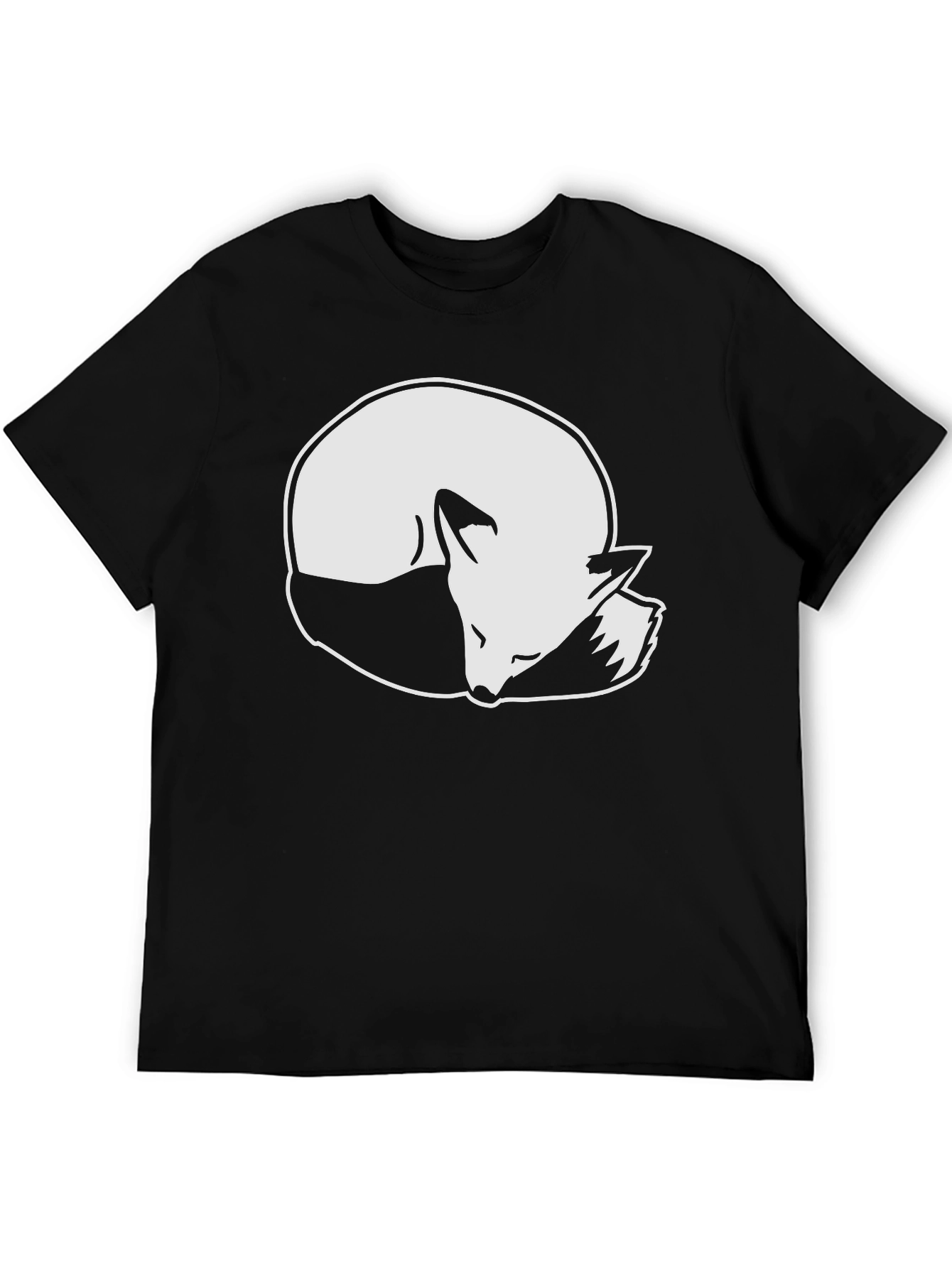 Sleeping Fox Graphic Tee - Stylish Black T-Shirt