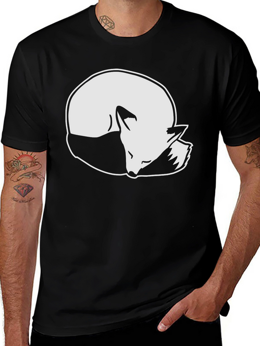 Sleeping Fox Graphic Tee - Stylish Black T-Shirt