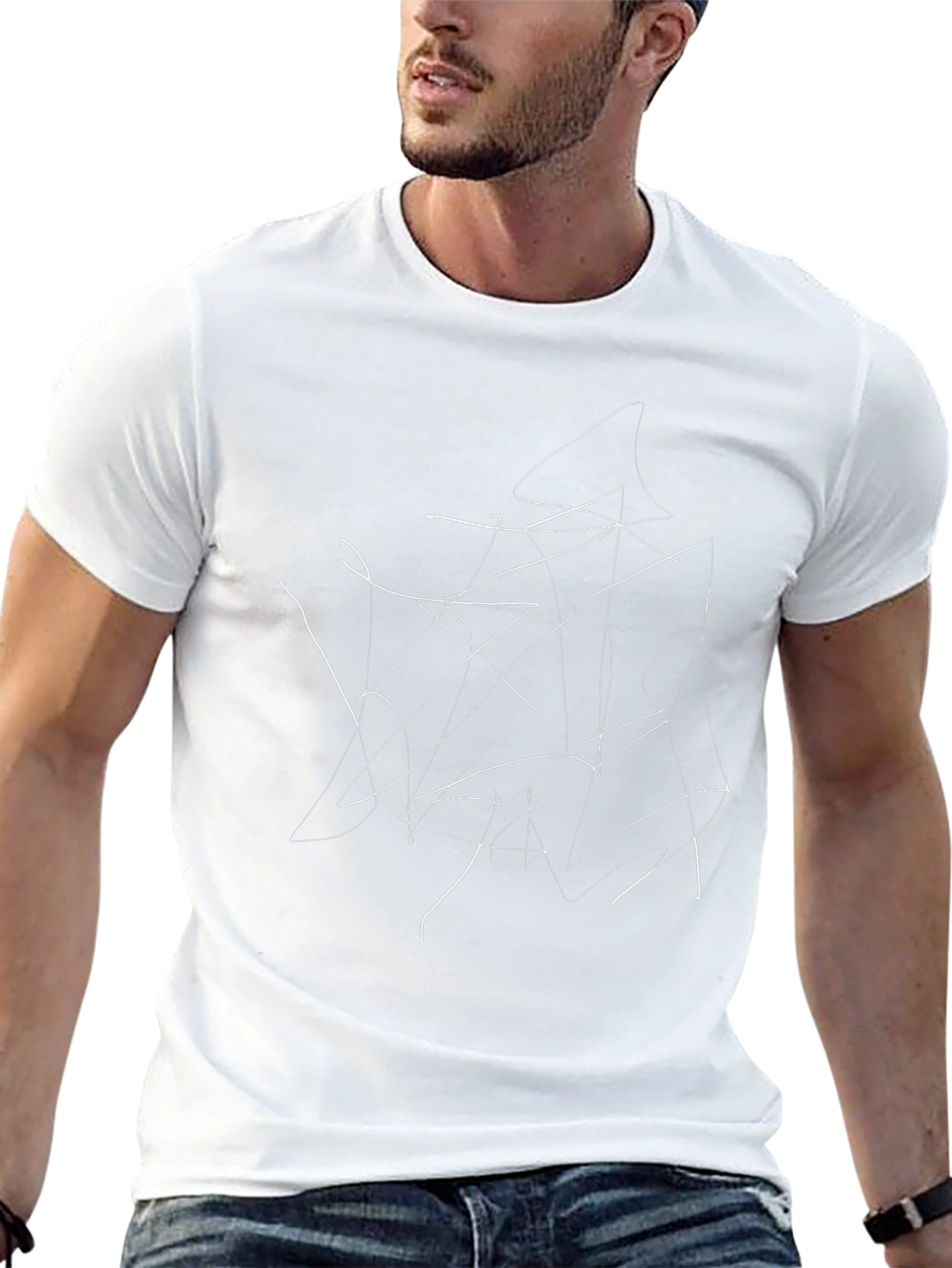 Abstract Line Art Black T-Shirt - Modern Graphic Tee