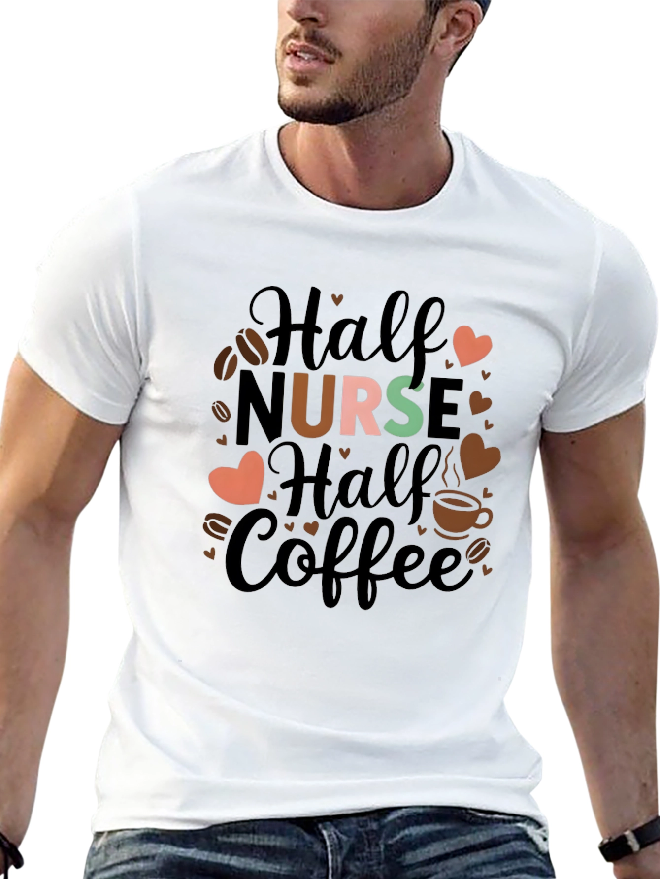 Half Nurse Half Coffee Graphic T-Shirt