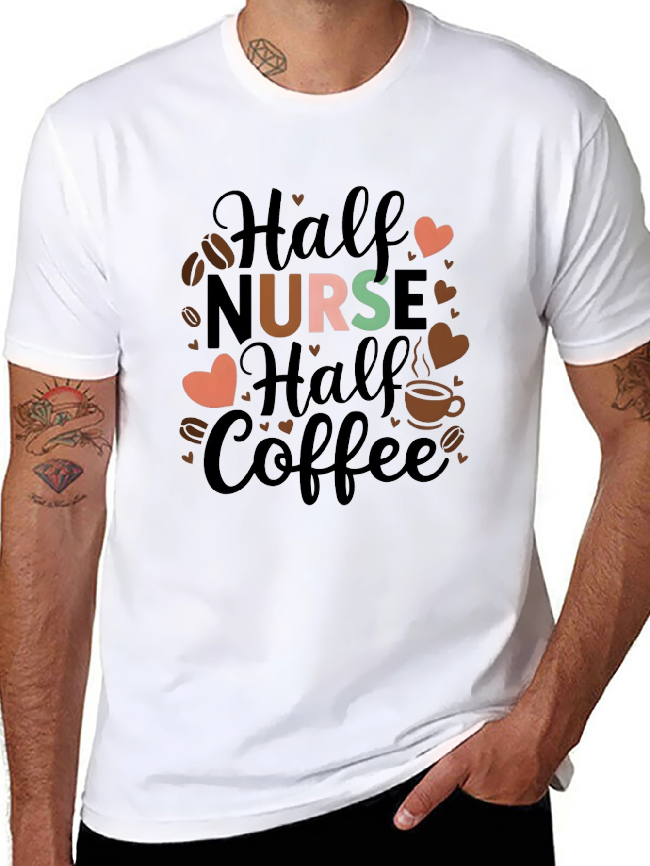 Half Nurse Half Coffee Graphic T-Shirt