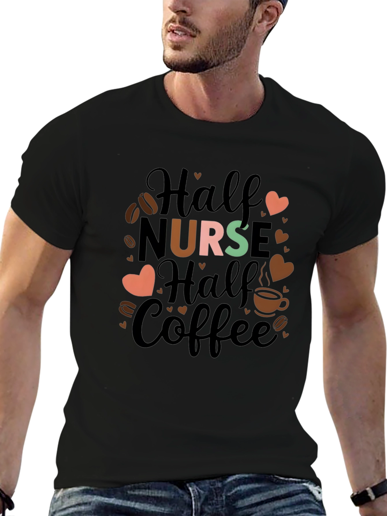 Half Nurse Half Coffee Graphic T-Shirt