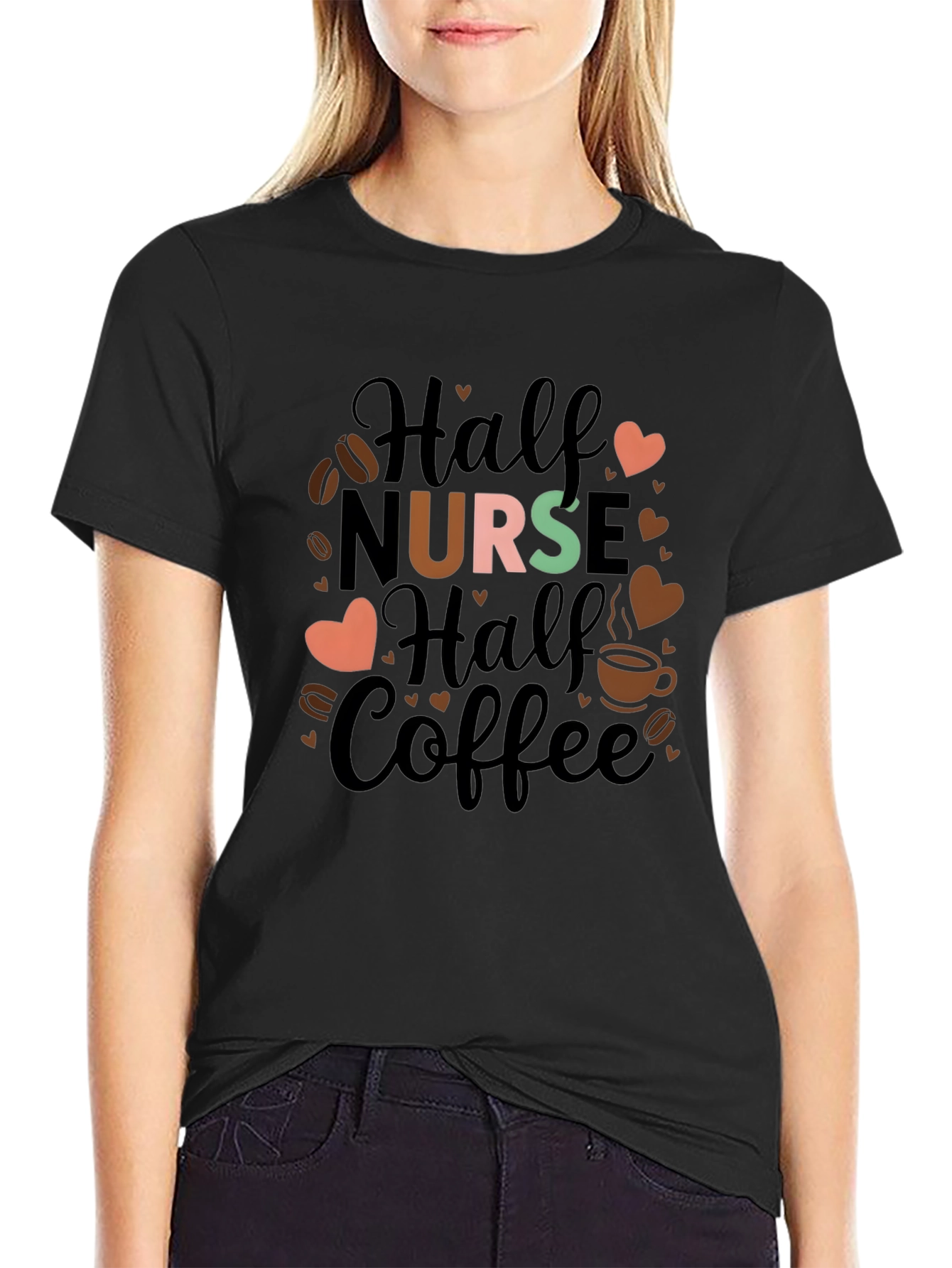 Half Nurse Half Coffee Graphic T-Shirt
