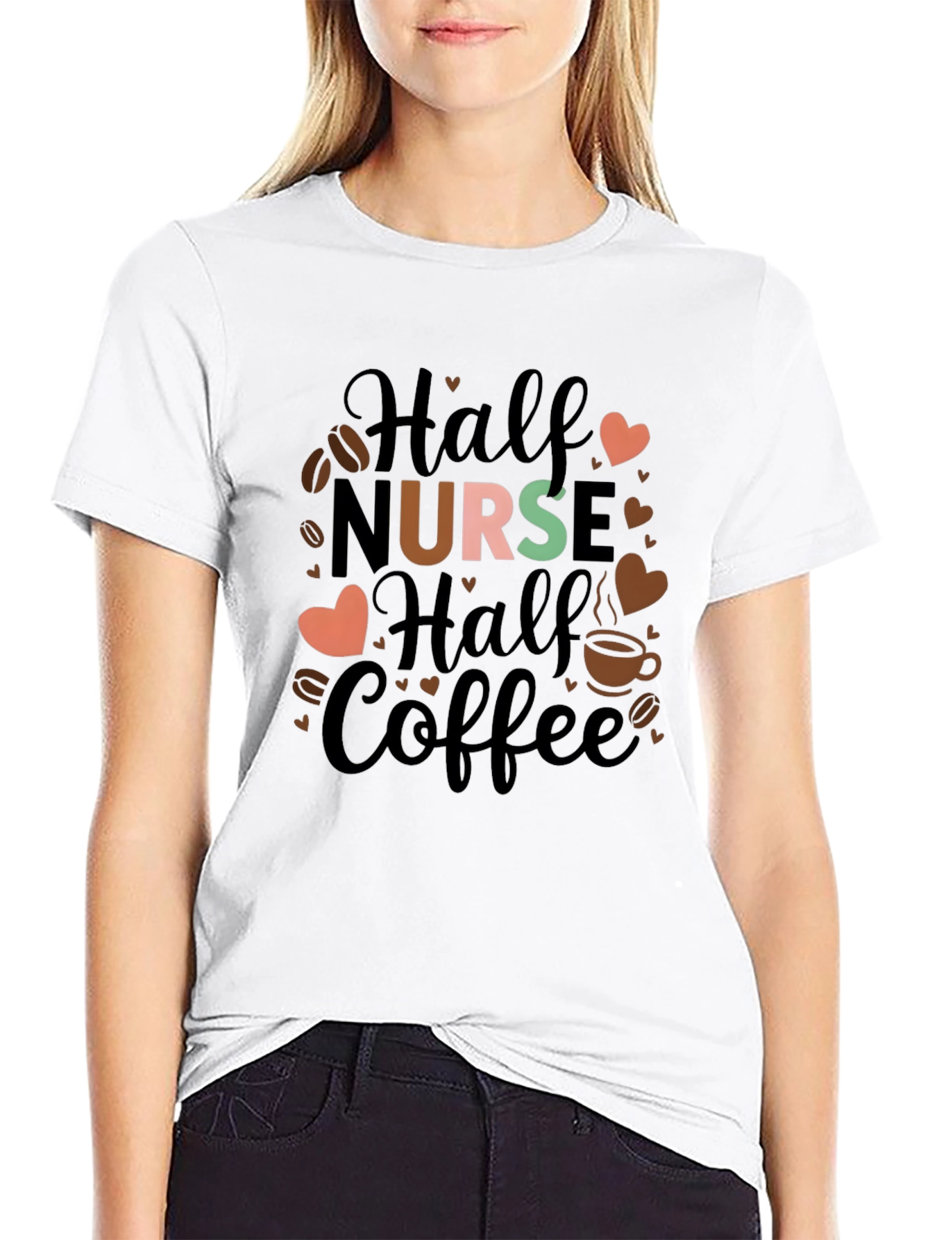 Half Nurse Half Coffee Graphic T-Shirt