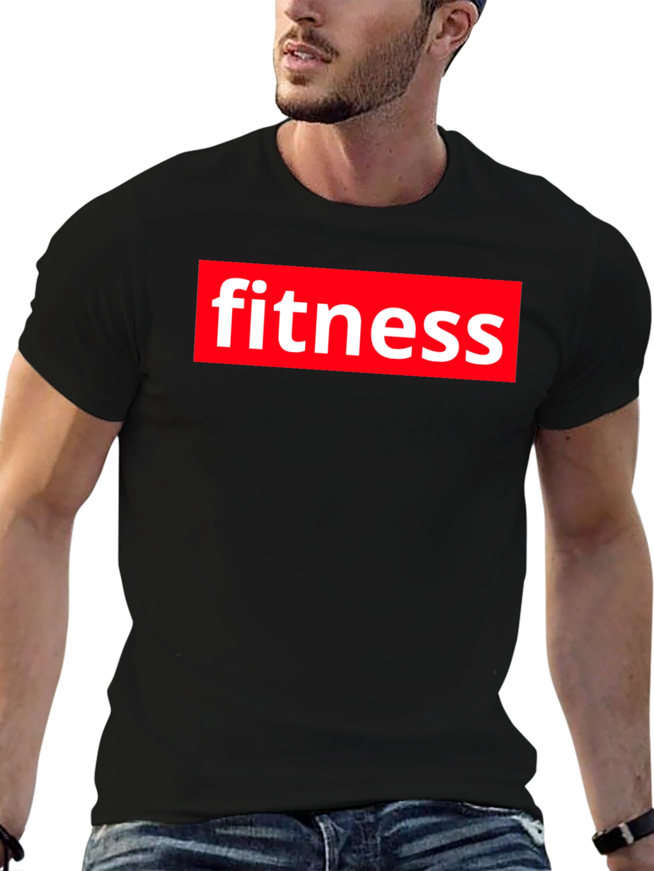 Fitness Graphic Tee - Bold Red & White