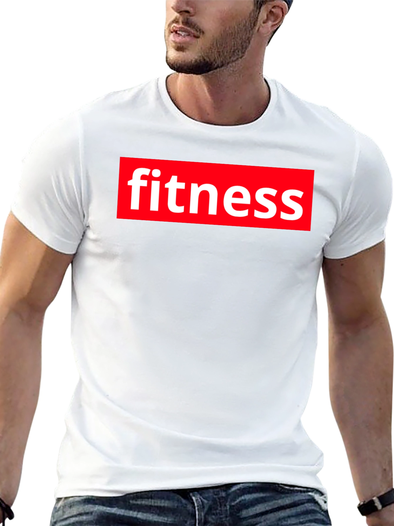 Fitness Graphic Tee - Bold Red & White