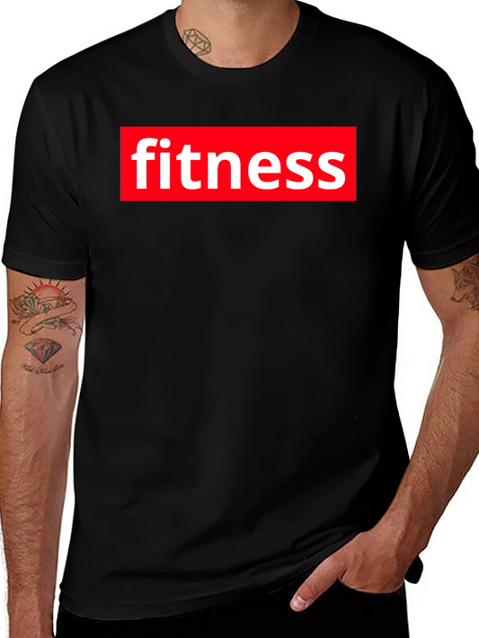 Fitness Graphic Tee - Bold Red & White