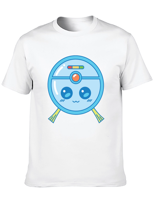 Cute Robot Vacuum Graphic Tee - Black T-Shirt
