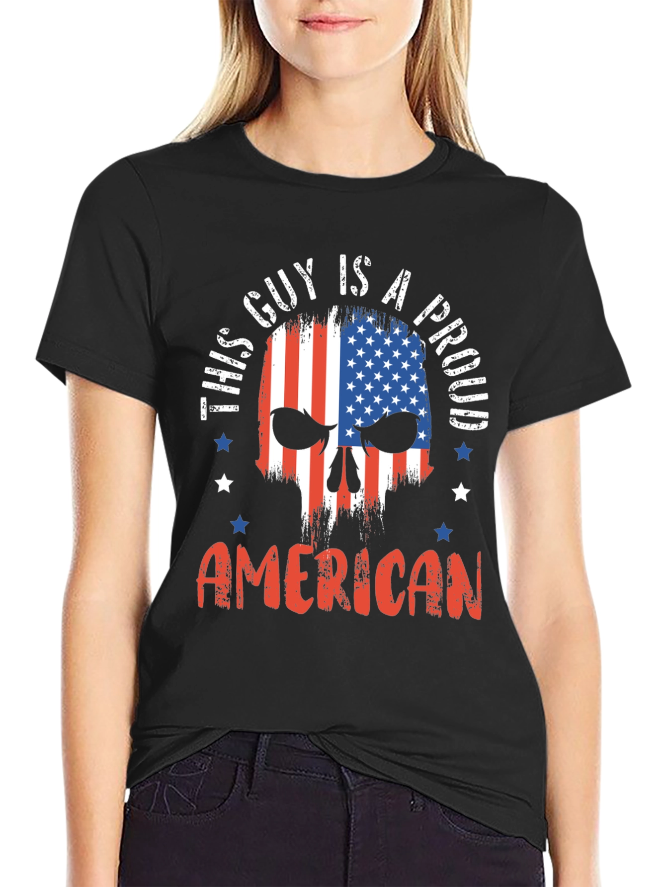 Proud American Skull Graphic T-Shirt