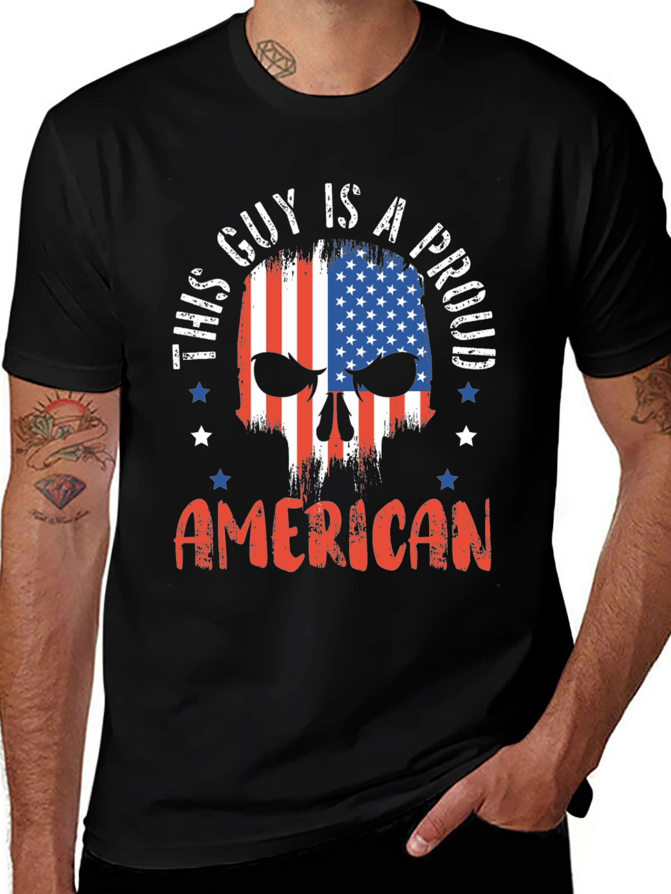 Proud American Skull Graphic T-Shirt