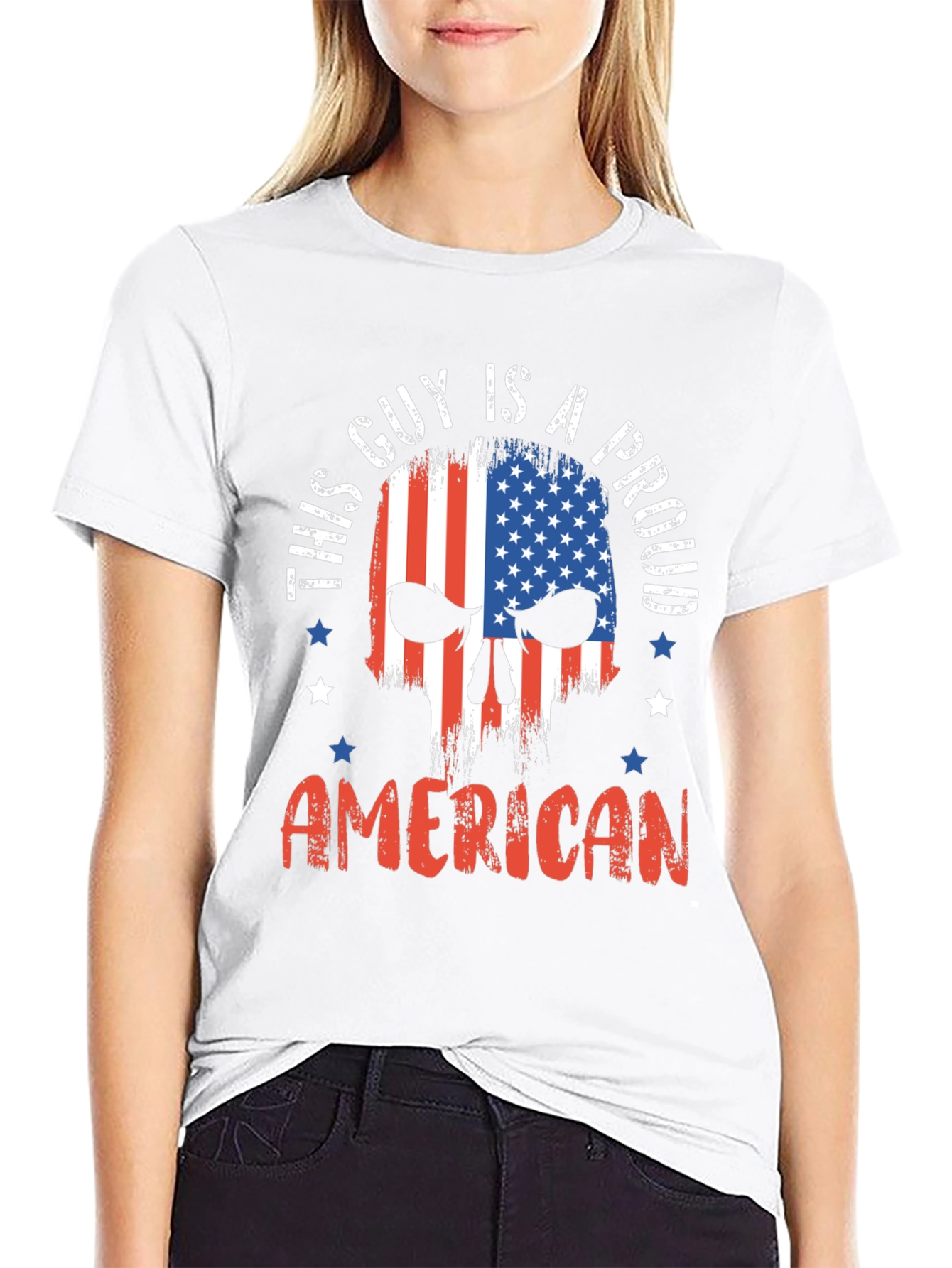 Proud American Skull Graphic T-Shirt