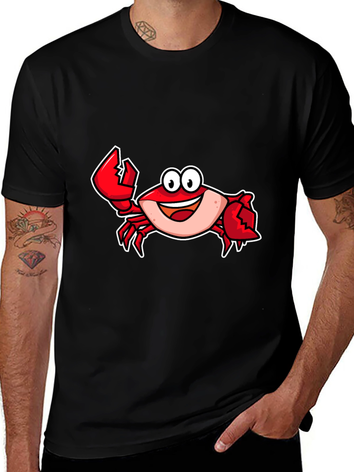 Cartoon Crab Graphic T-Shirt - Fun Stylish Tee