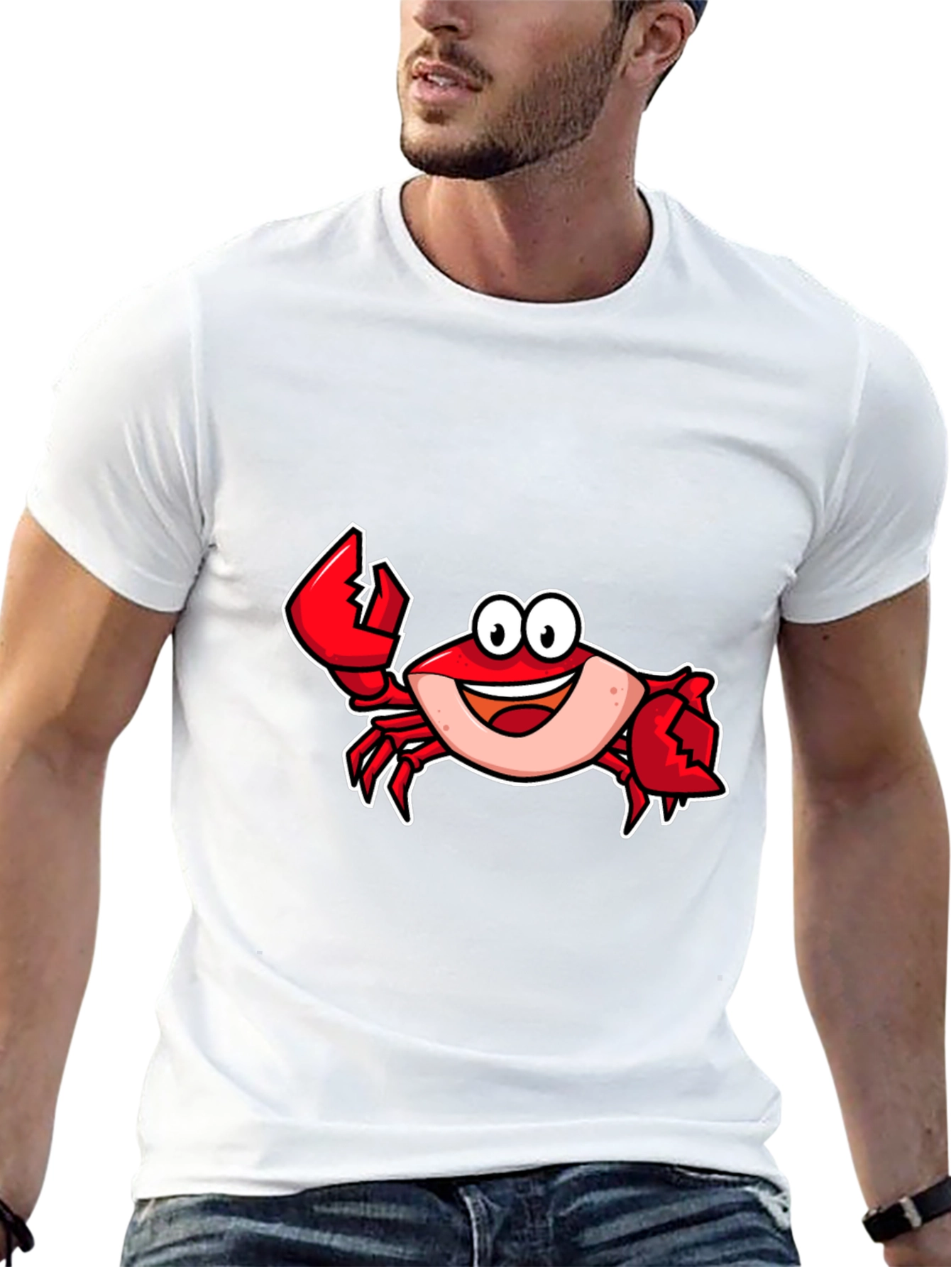 Cartoon Crab Graphic T-Shirt - Fun Stylish Tee