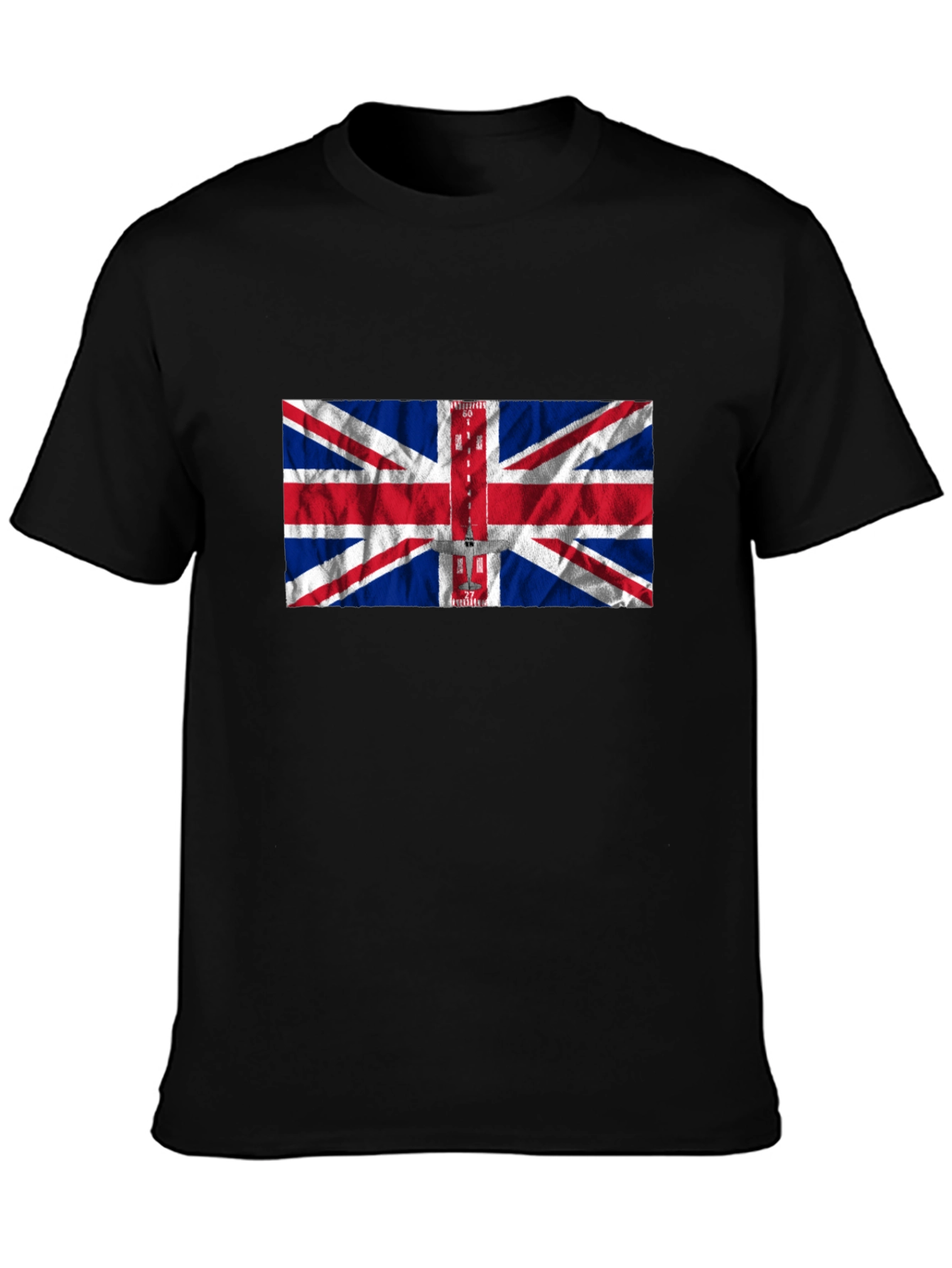 British Flag Runway T-Shirt - Black Cotton Tee