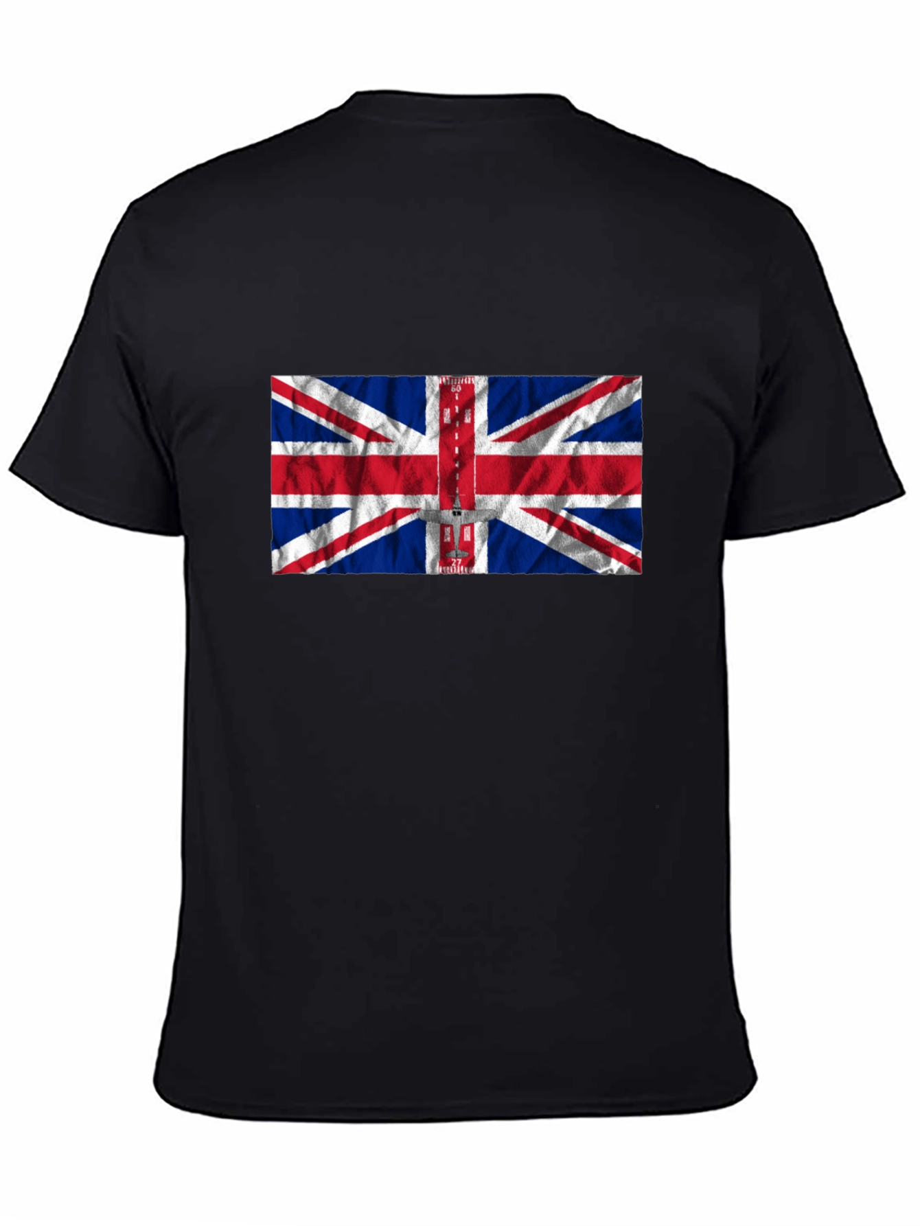 British Flag Runway T-Shirt - Black Cotton Tee