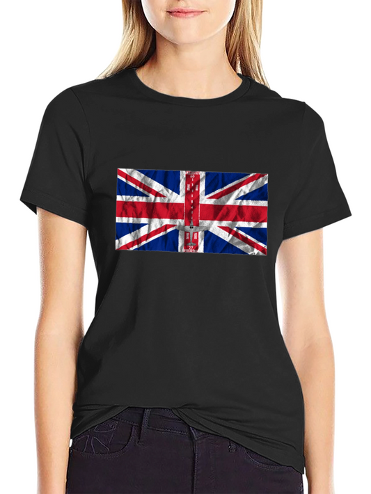 British Flag Runway T-Shirt - Black Cotton Tee