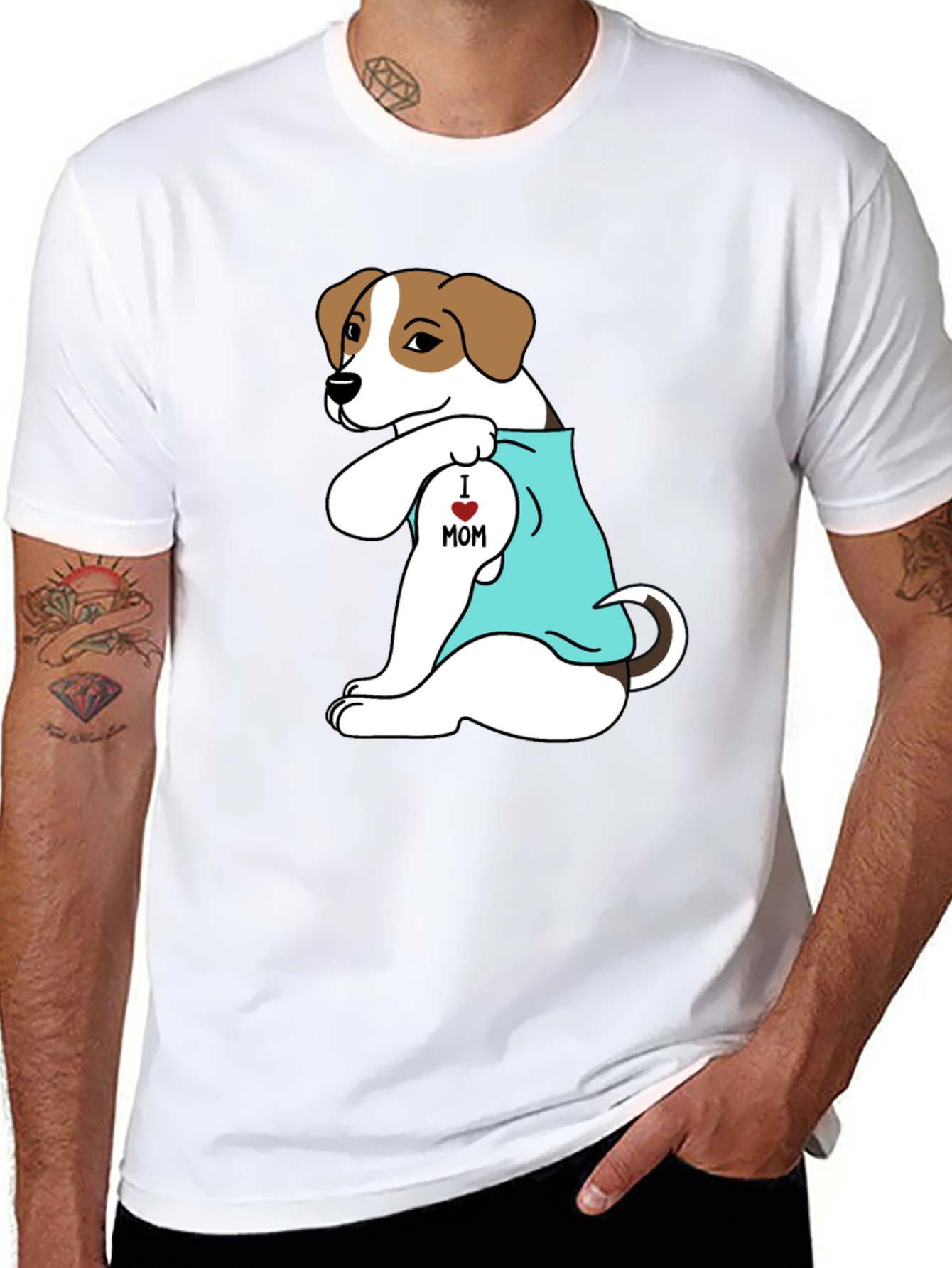 Dog Mom Tattoo T-Shirt - Black Cotton Tee