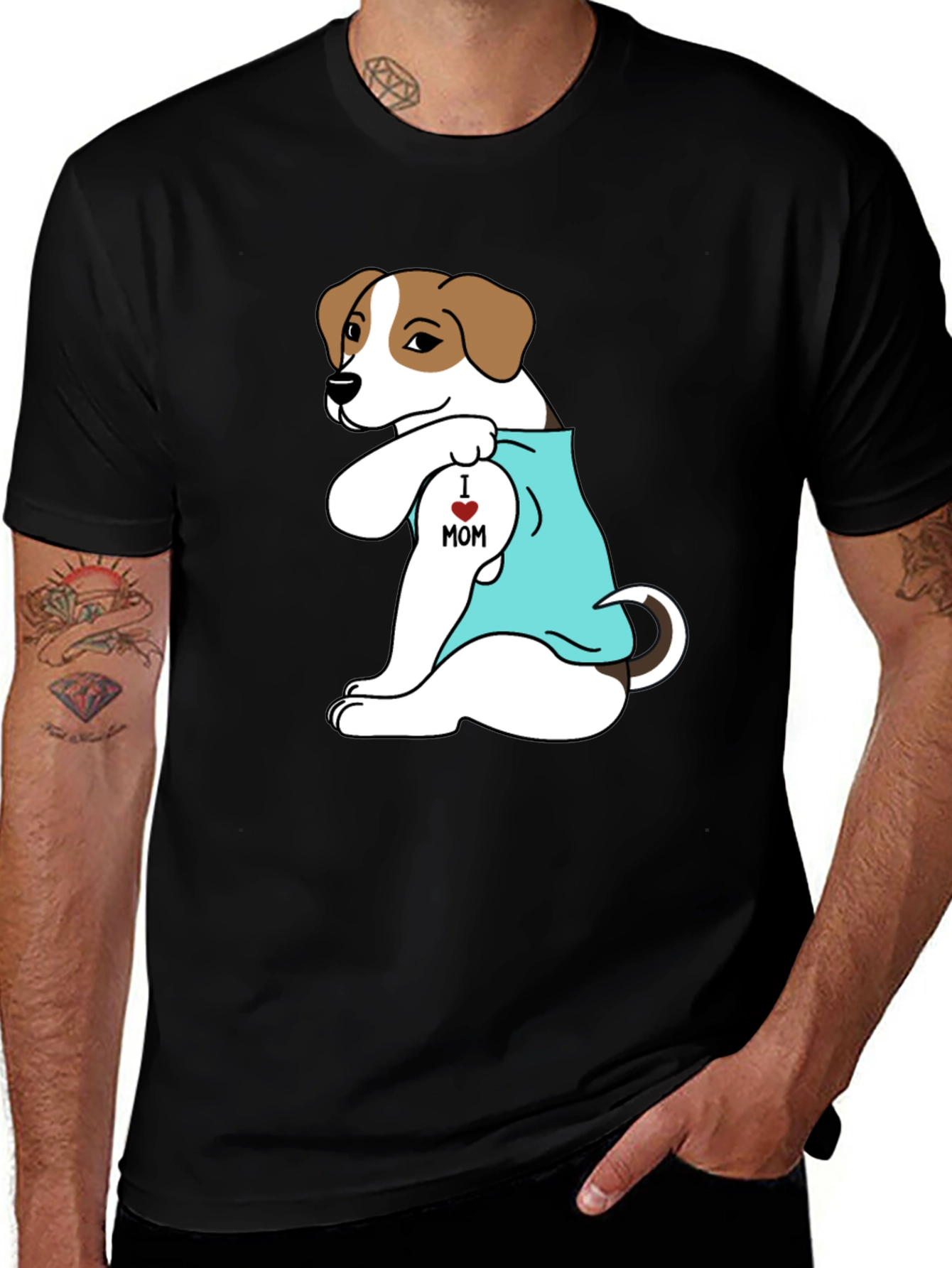 Dog Mom Tattoo T-Shirt - Black Cotton Tee